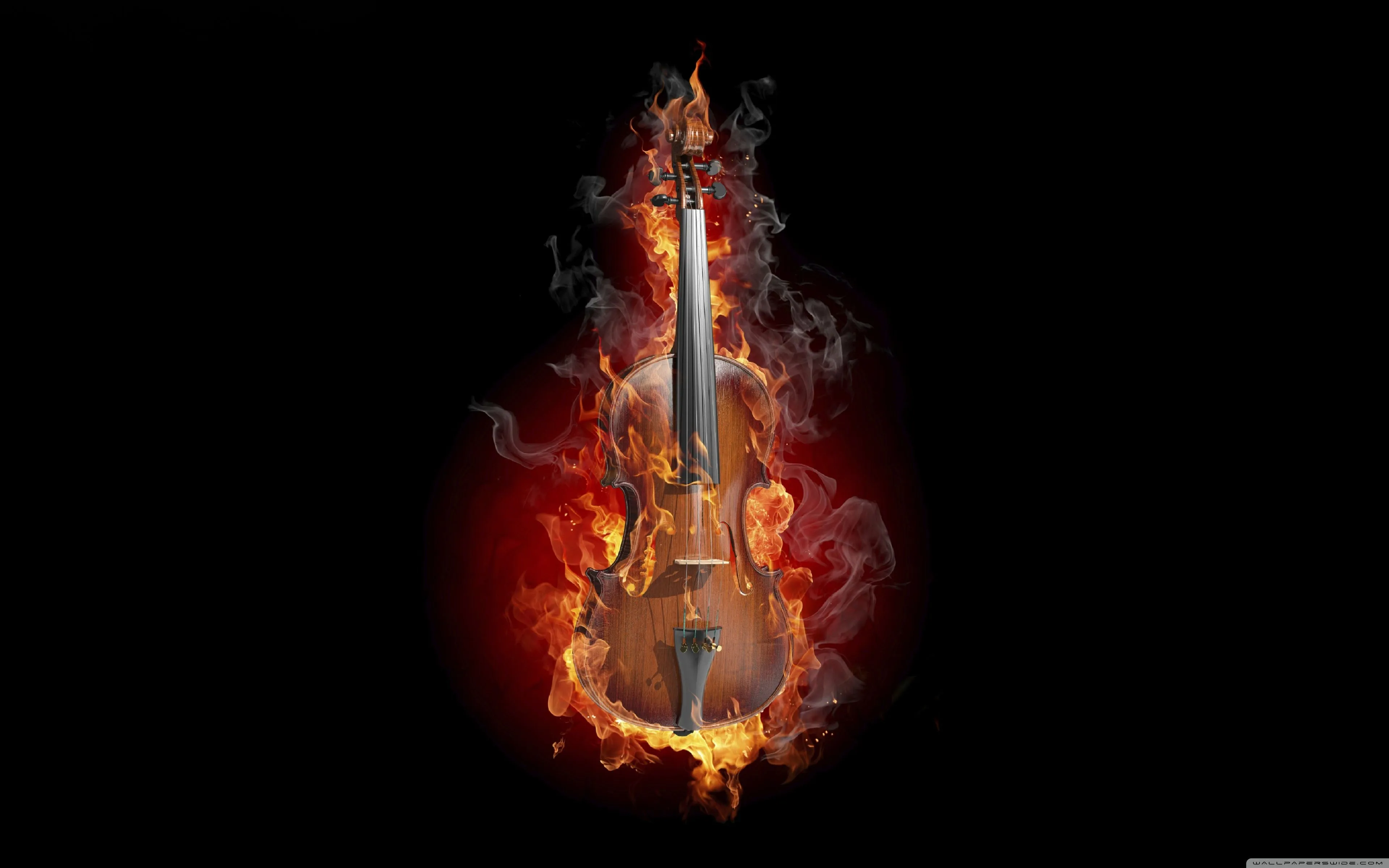 Burning Violin 4K UHD Wallpaper for UltraHD Desktop and TV, Smartphone and Tablet Devices