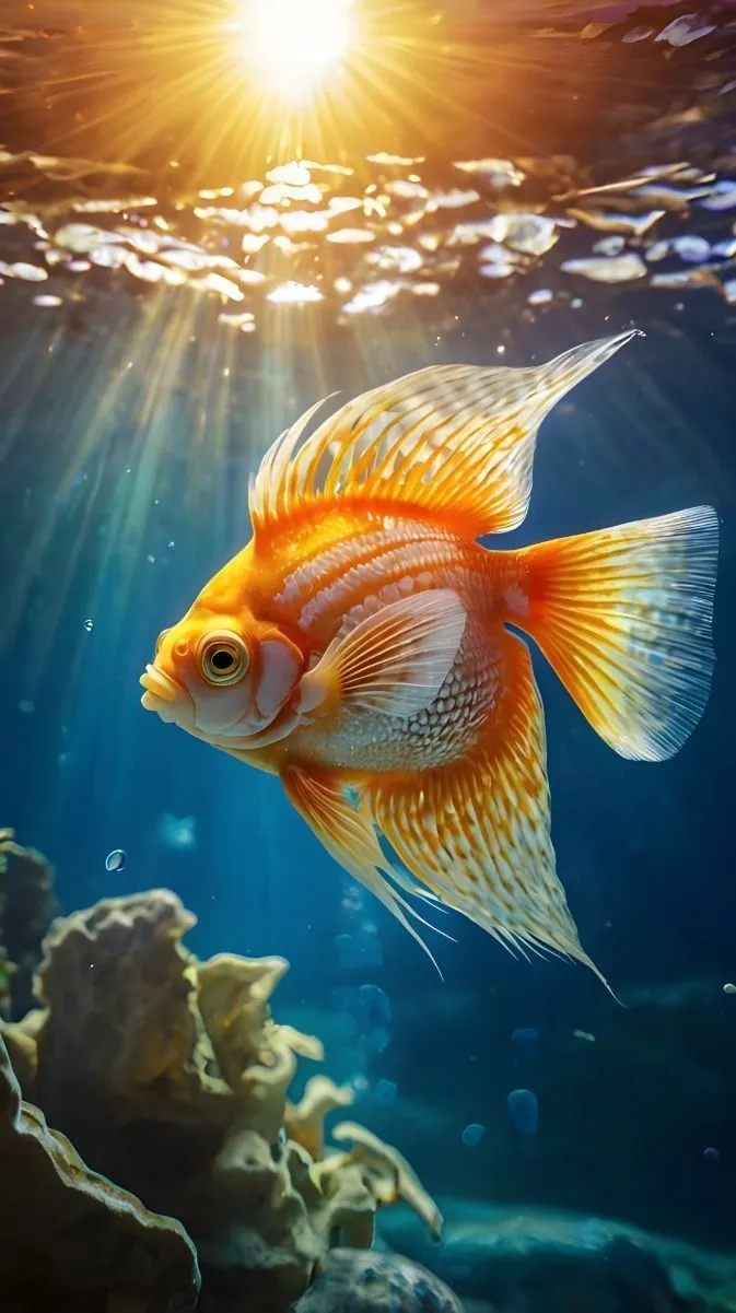 A Beautiful Yellow Fish in the Sea for Your Phone Wallpaper