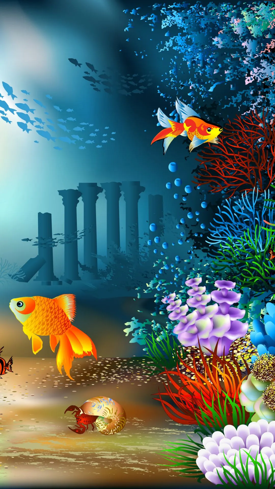 Phone wallpaper: Artistic, Underwater, Fish, Colorful, Coral 1276560