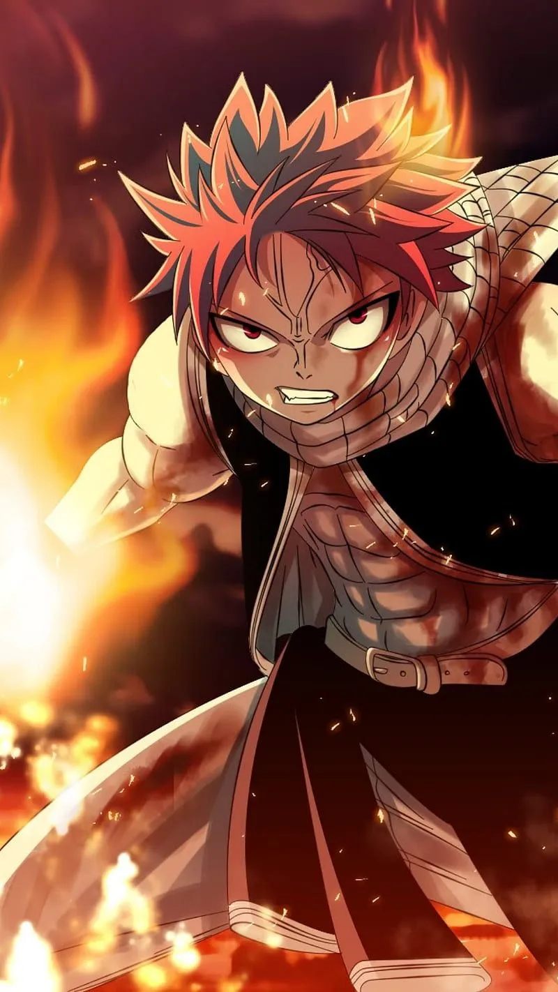 Natsu dragneel, anime, dragon, fairy tail, fairy tale, fire, flame, red, HD phone wallpaper