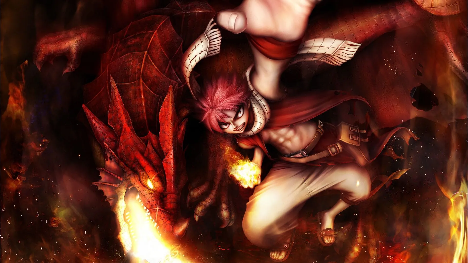 Wallpaper dragon, fairy tail, Natsu Dragneel, Fairy tail, Igneel for mobile and desktop, section сёнэн, resolution 1920x1080
