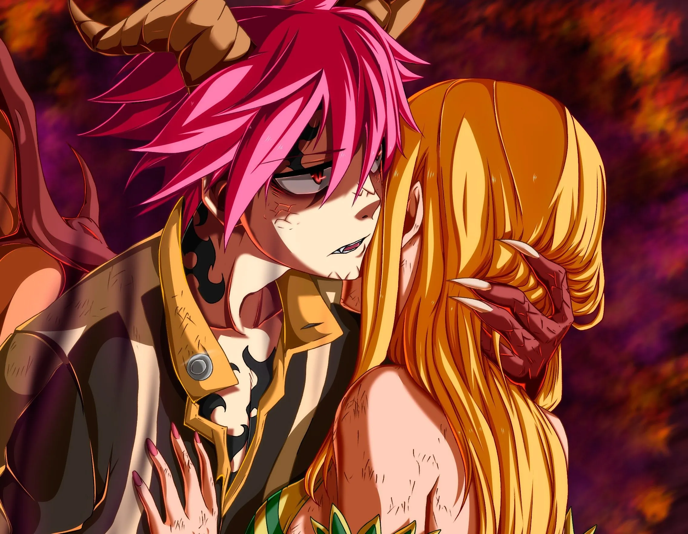 Wallpaper dragon, anime, art, two, fairy tail, Natsu Dragneel, Lucy Heartfilia, Fairy tail for mobile and desktop, section сёнэн, resolution 2272x1764