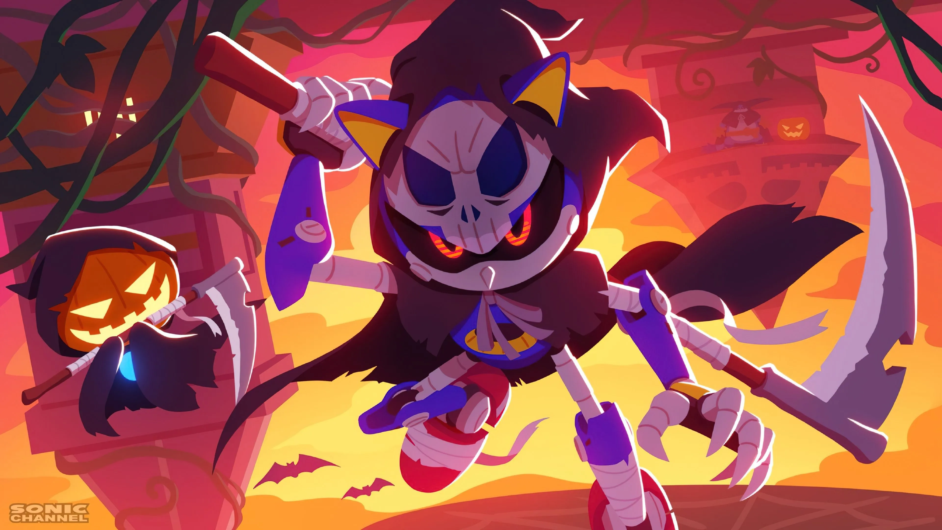 4K Halloween Metal Sonic And Pumpkin Reaper HD Wallpaper