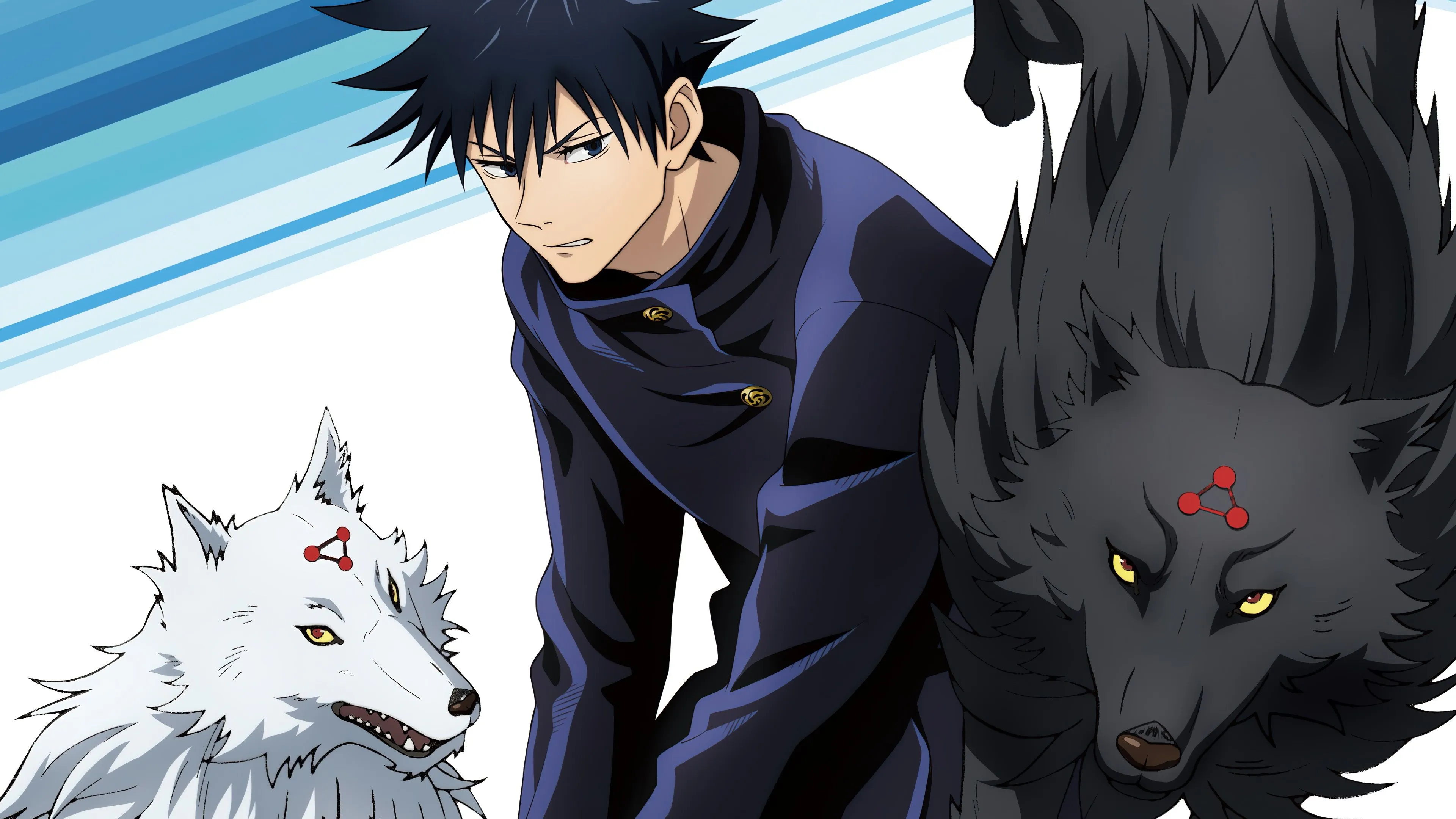 Megumi Fushiguro With Divine Dogs From Jujutsu Kaisen 4K HD Wallpaper