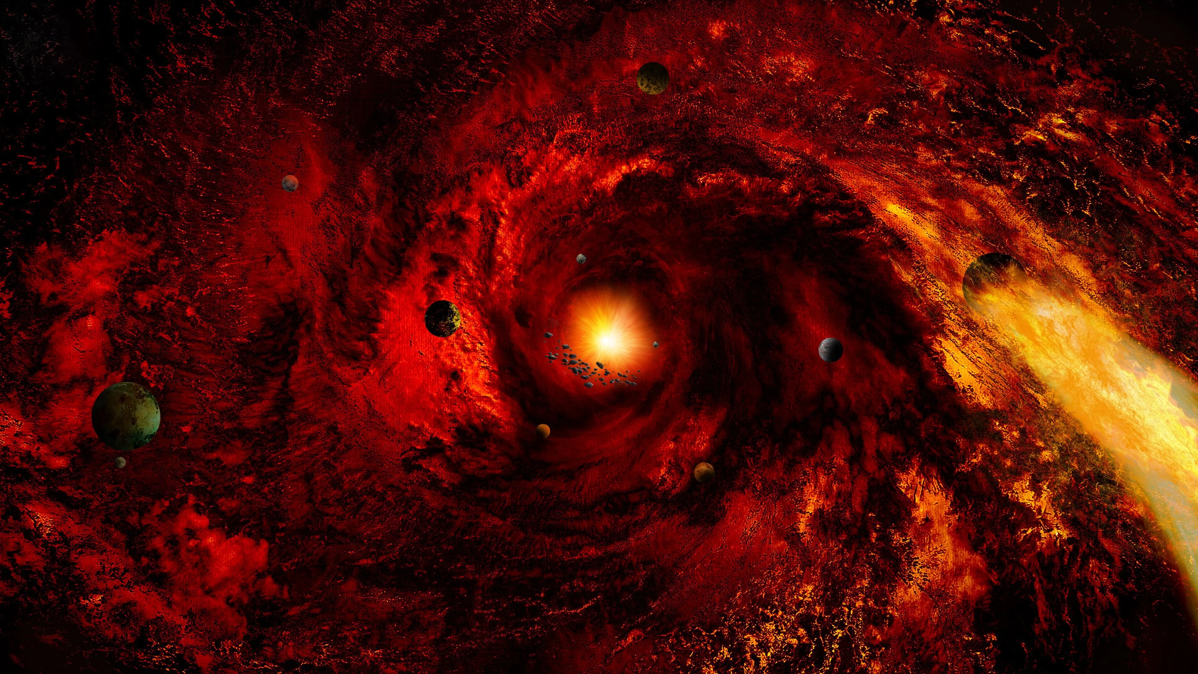 Download wallpaper 3840x2160 galaxy, shine, space, planets, asteroids 4k uhd 16:9 HD background