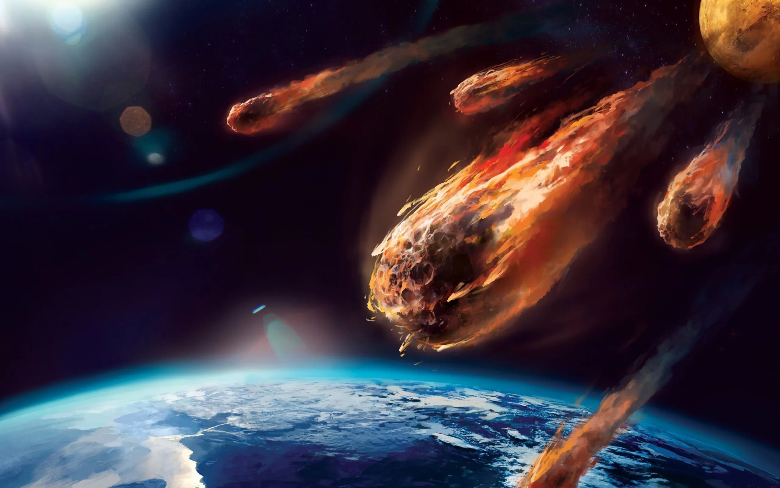 Meteorites painting, asteroid, space, 3D, planet HD wallpaper
