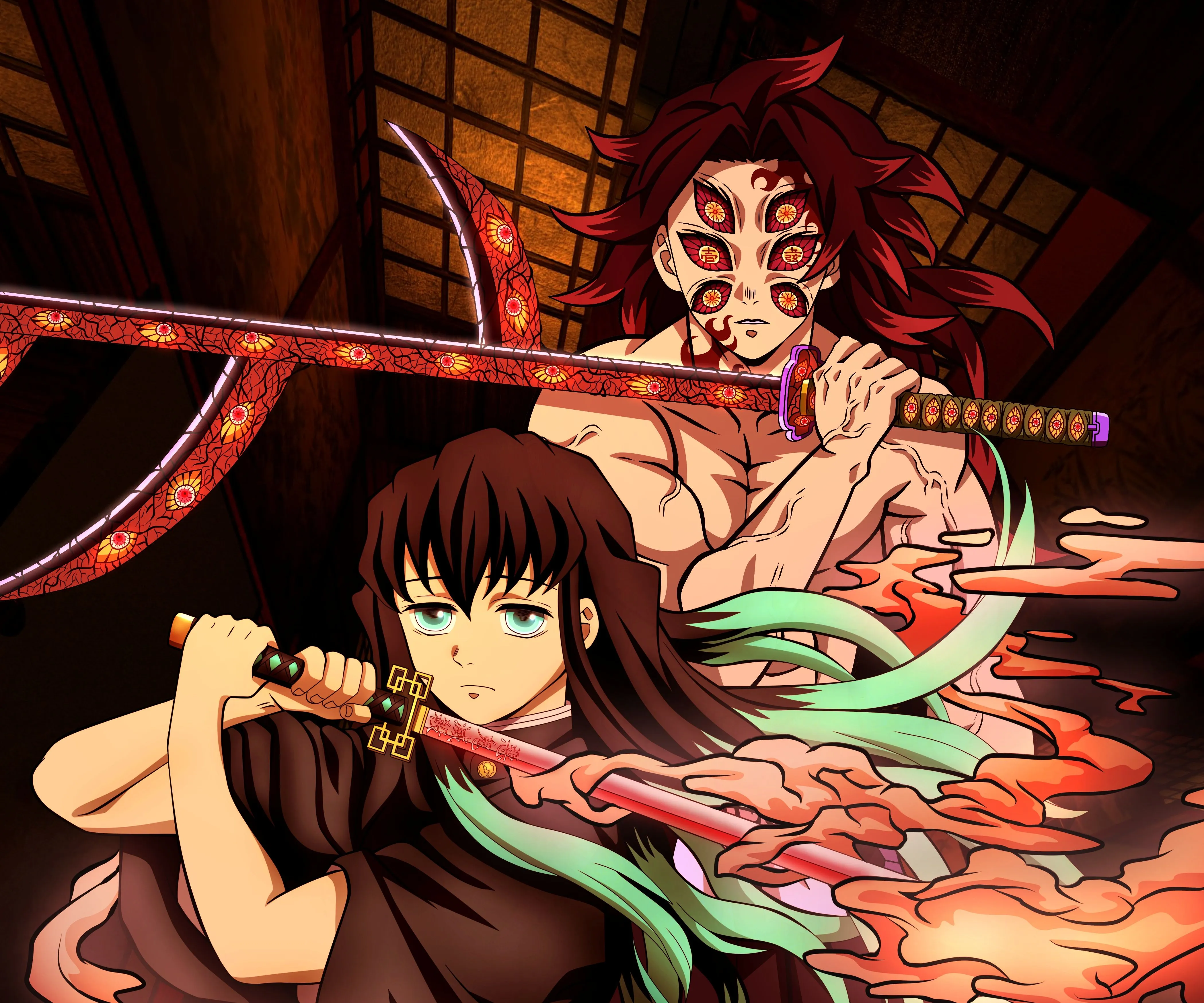 Muichiro Tokito And Kokushibo From Demon Slayer 4K HD Wallpaper