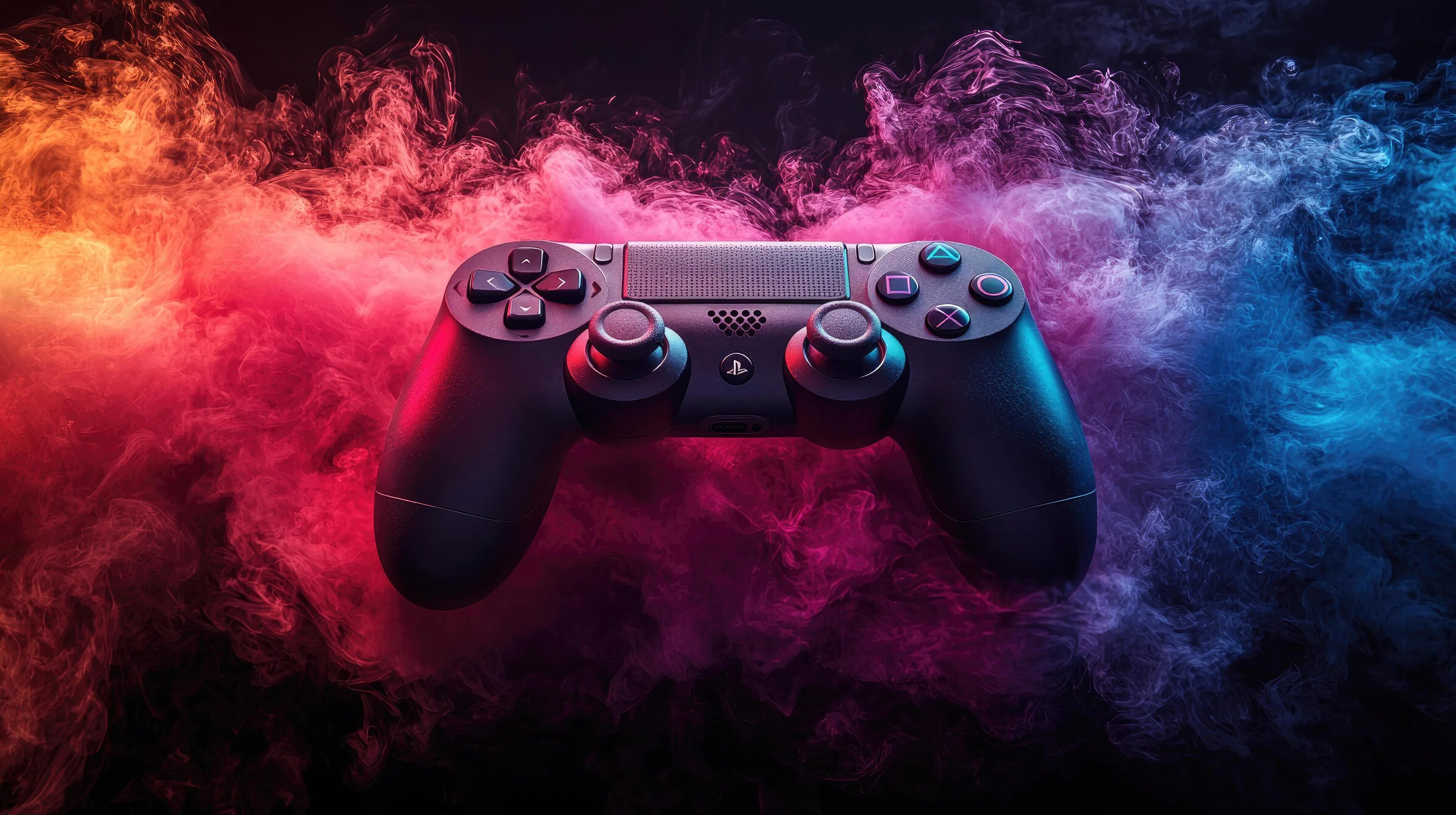 NextGen Gaming Controller with Dynamic Neon Smoke Effect HighTech Innovation and Immersive Entertainment
