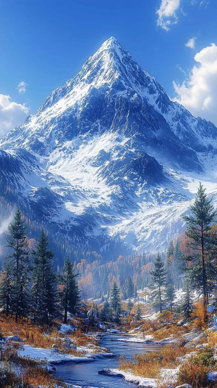 8K 4K Mobile Wallpaper: Majestic Snow Mountain iPhone Background