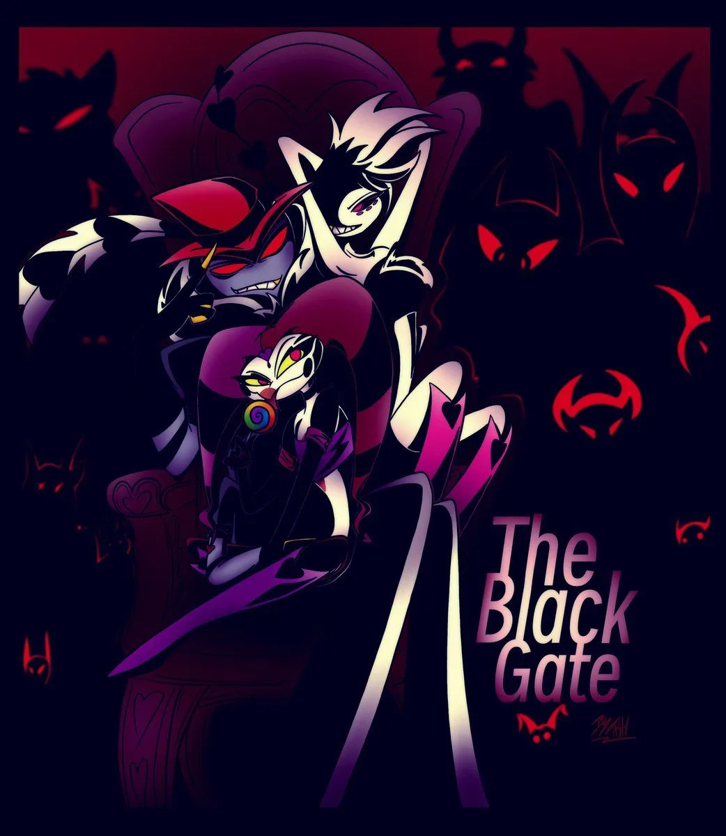 So, my tablet screen is getting worse, and something like this shouldn't take 3 days, but it did. Oh well. #TheBlackGate #Fizzmodeus #Fizzarozzi #AngelDust #Fizzarolli #Valentino #HelluvaBoss #HazbinHotel #fyp #fypシ #FanComic