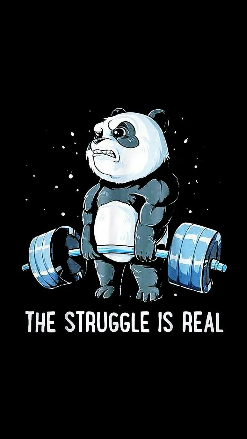 Gym, black, body, gym, life, motivation, panda, struggle, theme, HD phone wallpaper