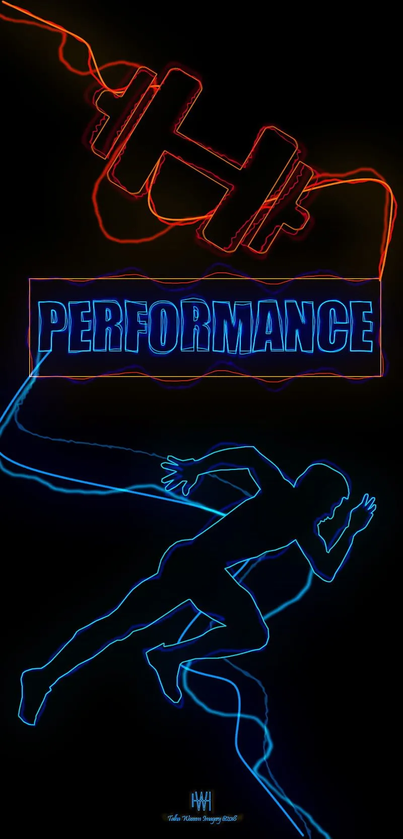 Performance Fitness, black, blue, bodybuilding, dumbell, gym, motivation, neon, HD phone wallpaper
