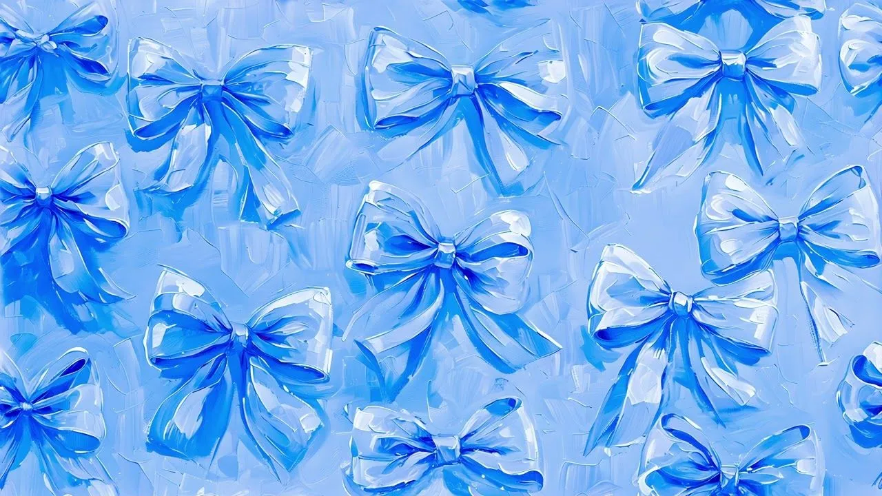 Blue Coquette Ribbons Aesthetic Background Wallpaper Screensaver. Coquette bow Frame TV art