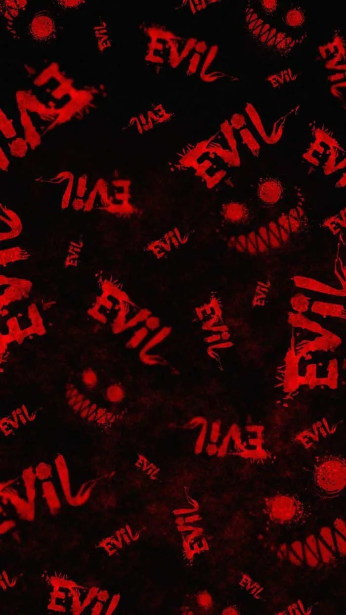 Download A Red And Black Background With Many Evil Words Wallpaper