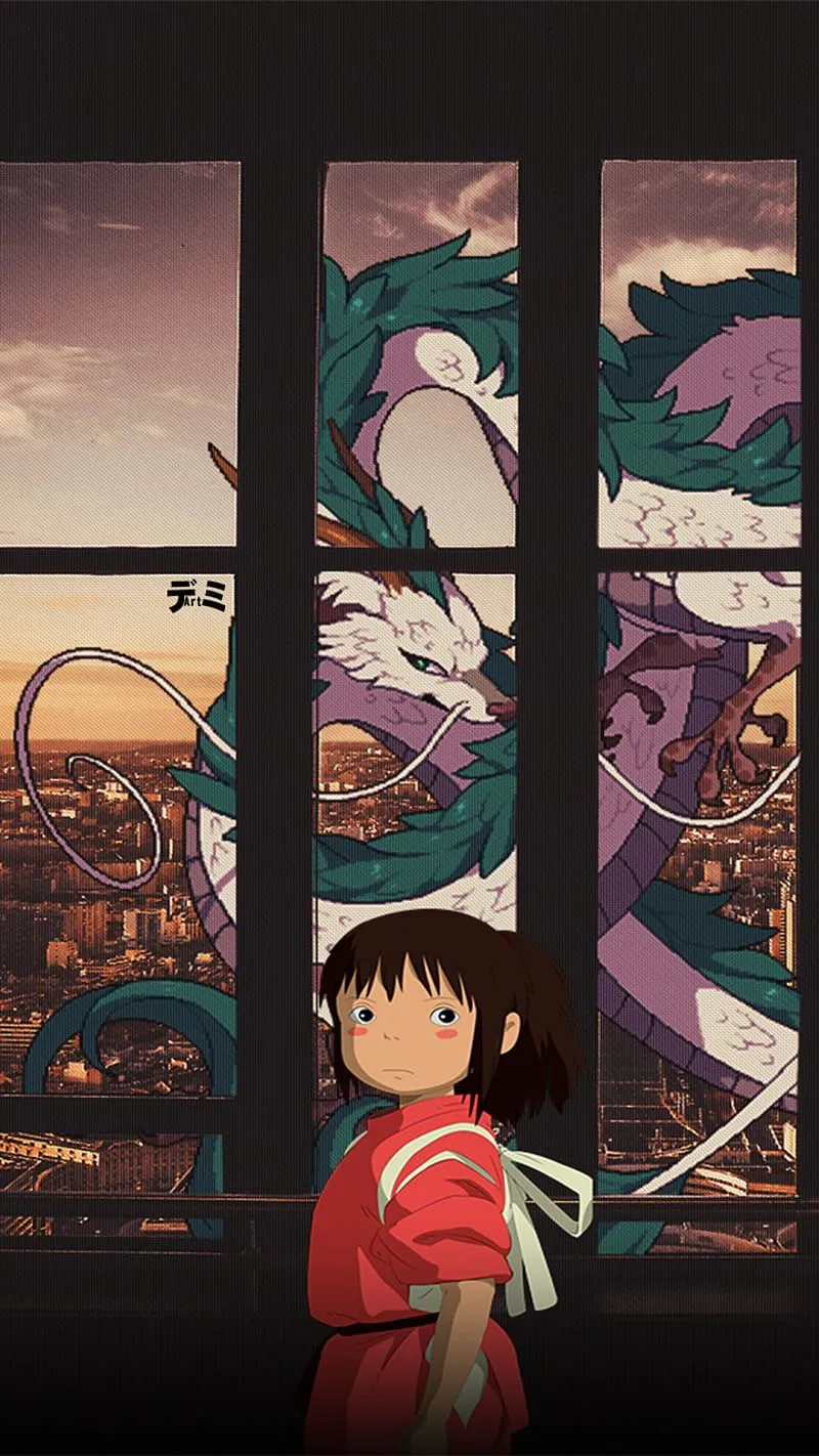 Spirited Away, anime, anime edit, chihiro ogino, dragon, girl, haku dragon, kaonashi, HD phone wallpaper