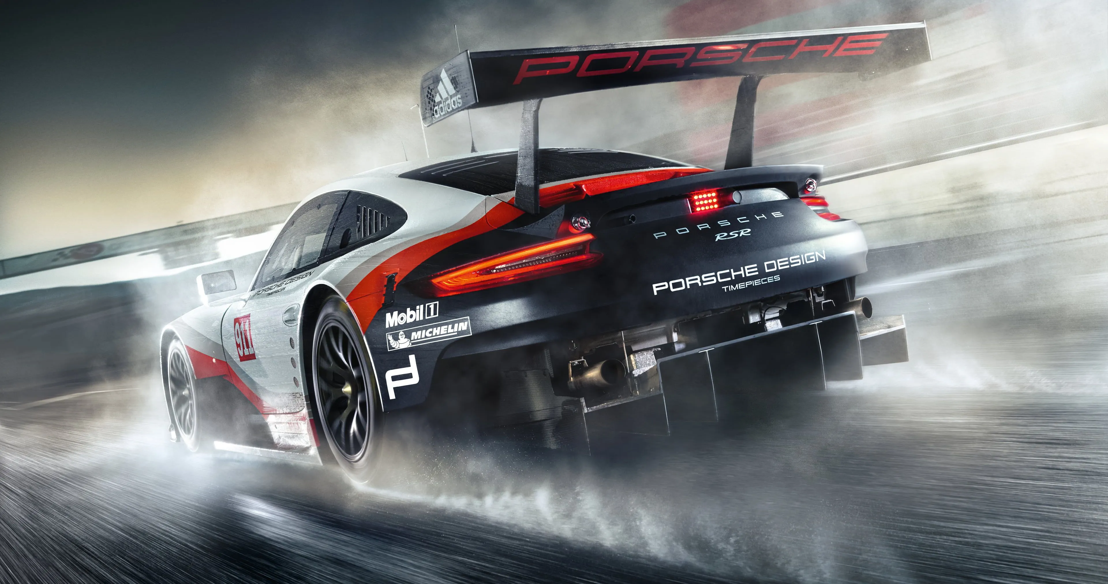 White and red Porsche car HD wallpaper