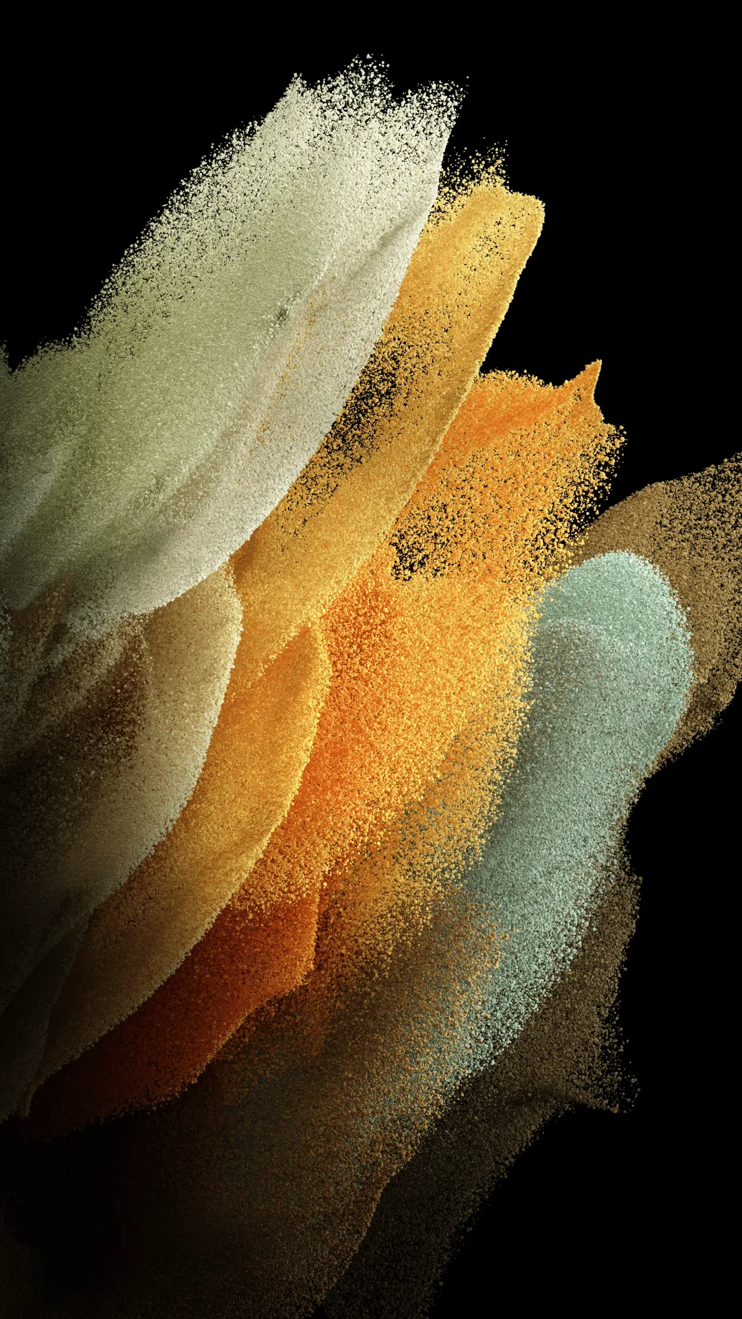 Samsung Galaxy S21 Wallpaper 4K, Yellow, Stock, AMOLED, Particles