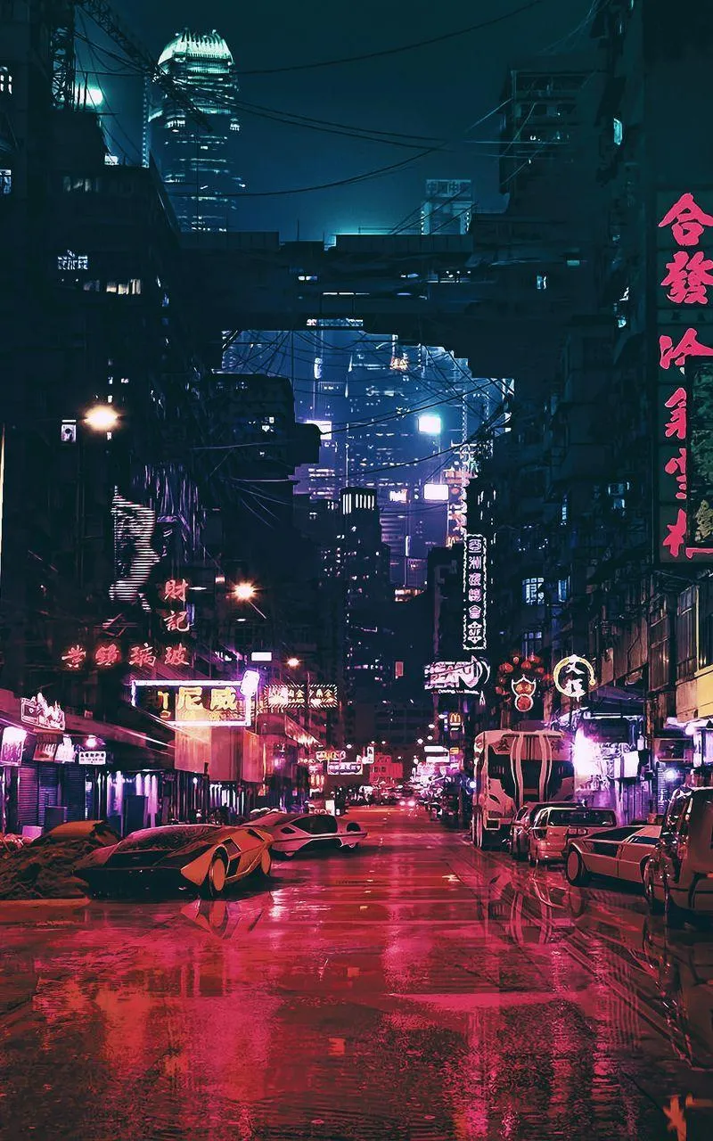 Vertical Cyberpunk Wallpaper