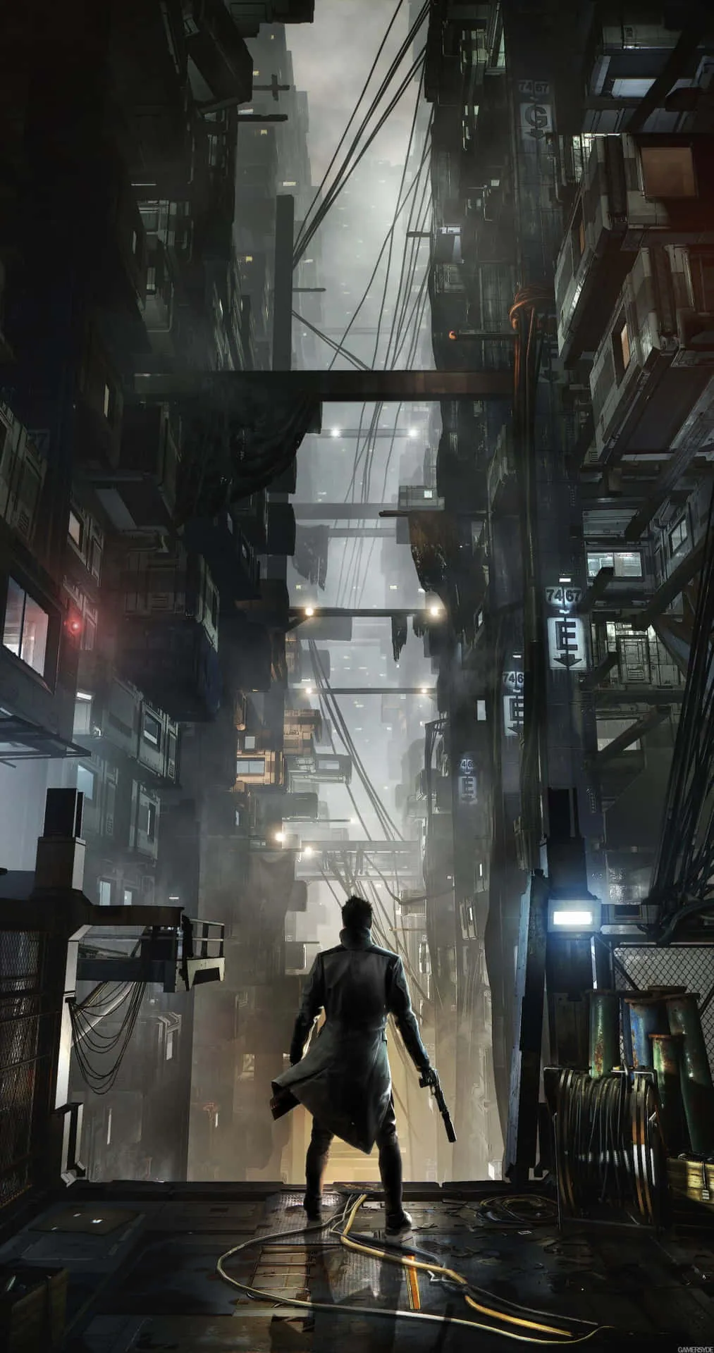 Download Cyberpunk2077_ Vertical_ Cityscape Wallpaper