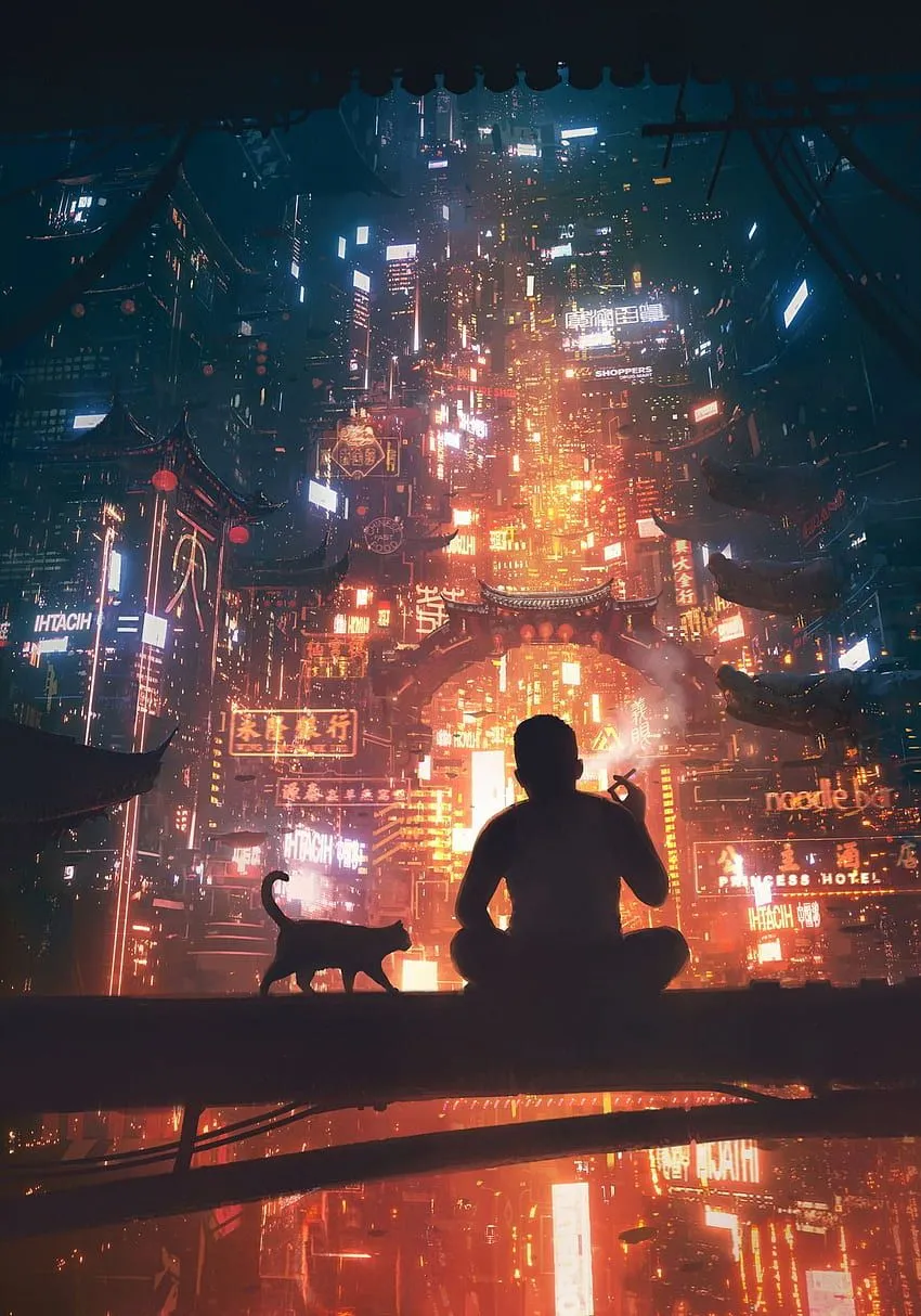 Daniel Liang Vertical Chinatown. Cyberpunk City, Cyberpunk Art, Digital Painting HD phone wallpaper
