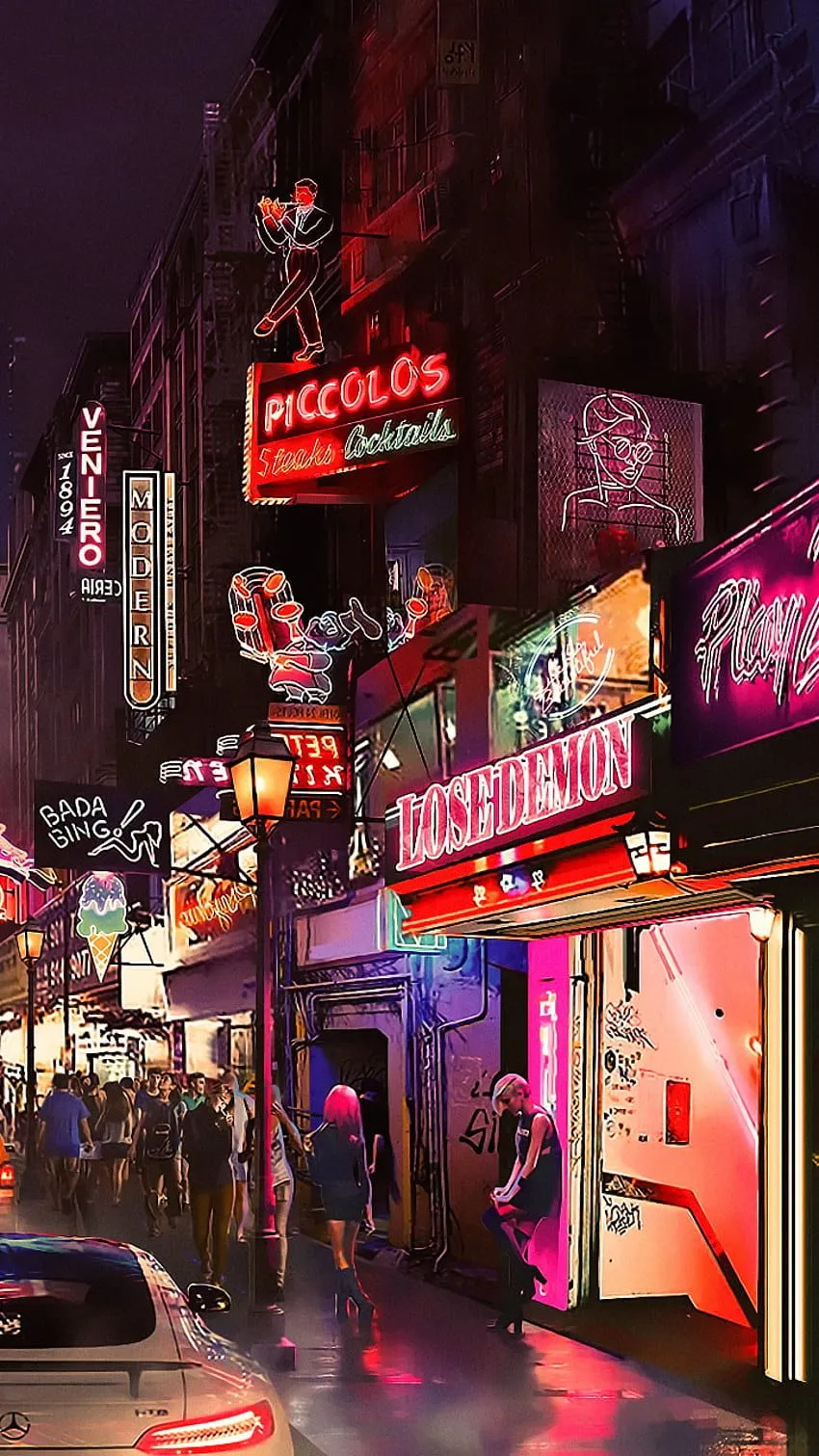 Futuristic city, red, cyberpunk, night HD phone wallpaper