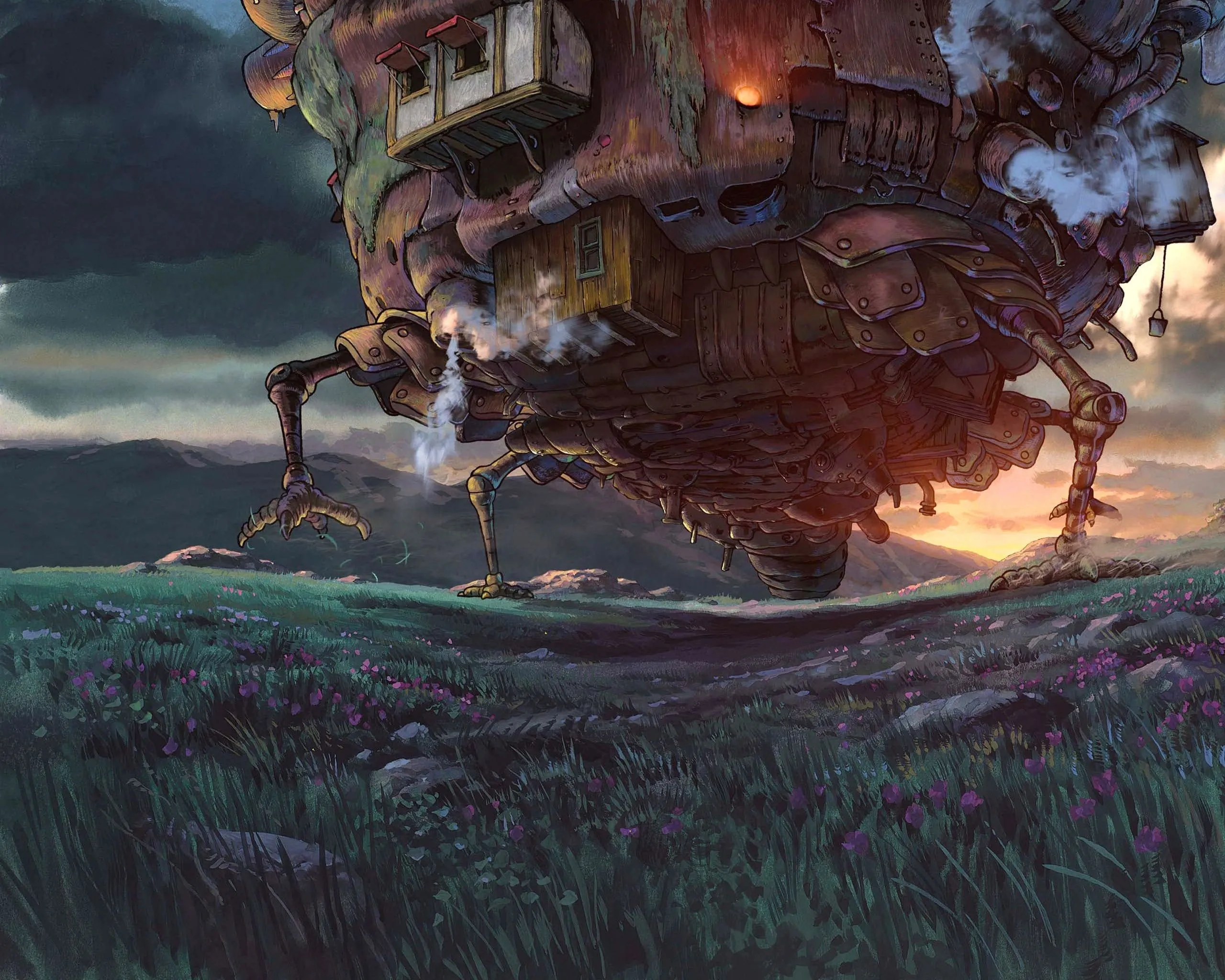 Brown wooden framed glass top table, Howl's Moving Castle, anime, Studio Ghibli HD wallpaper