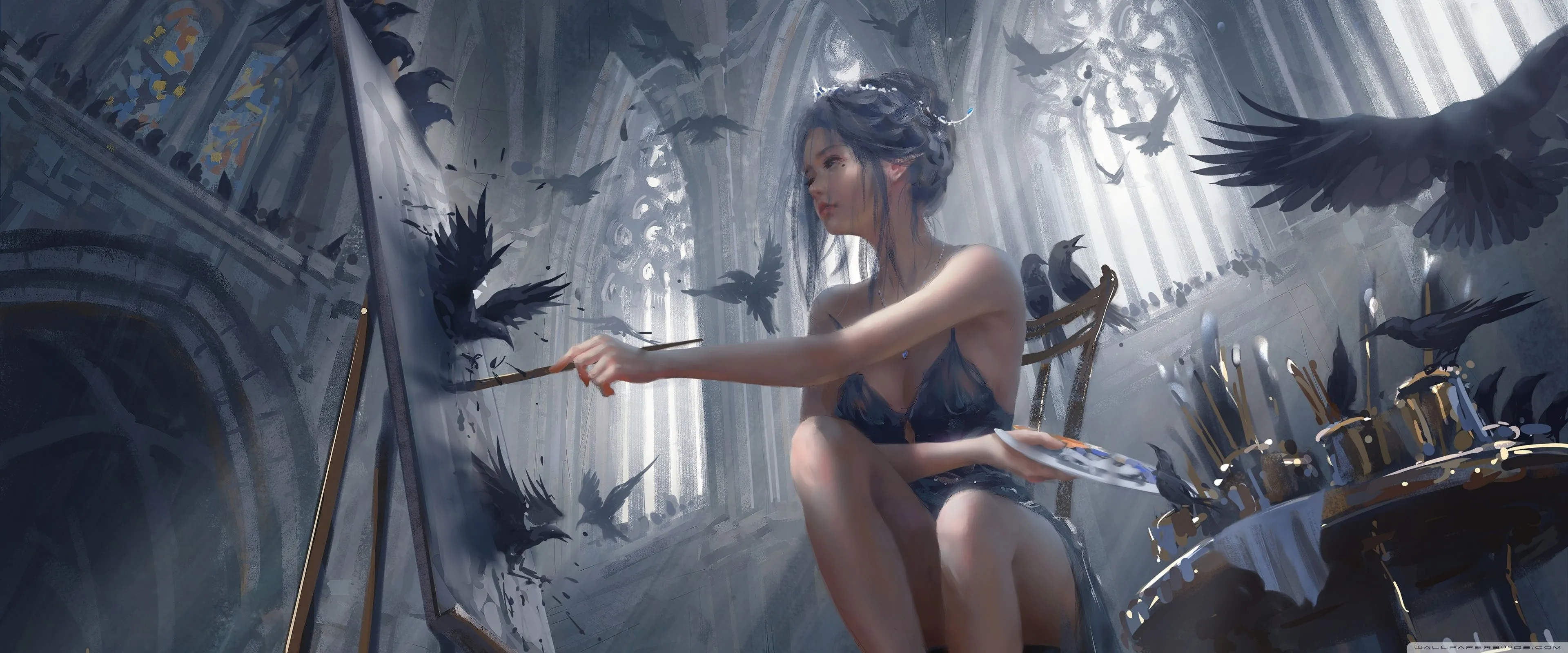 Fantasy Japanese Girl Art 4K UHD Wallpaper for UltraHD Desktop and TV, Widescreen and UltraWide Display, Smartphone and Tablet Devices