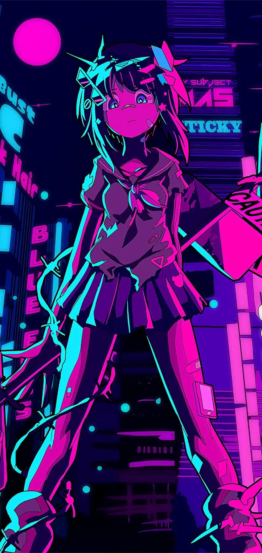 Anime girl purple aesthetic HD wallpaper