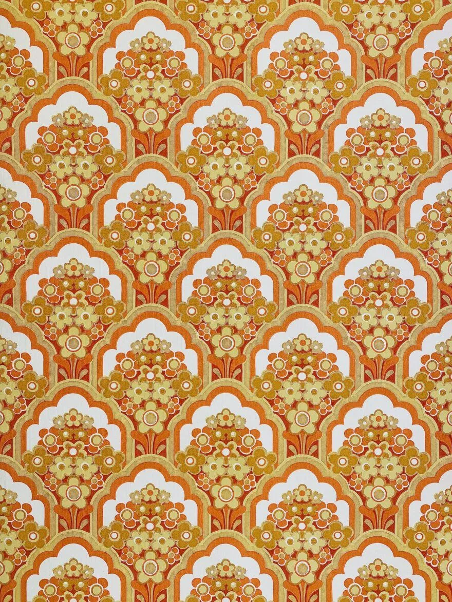 Orange 70s retro wallpaper