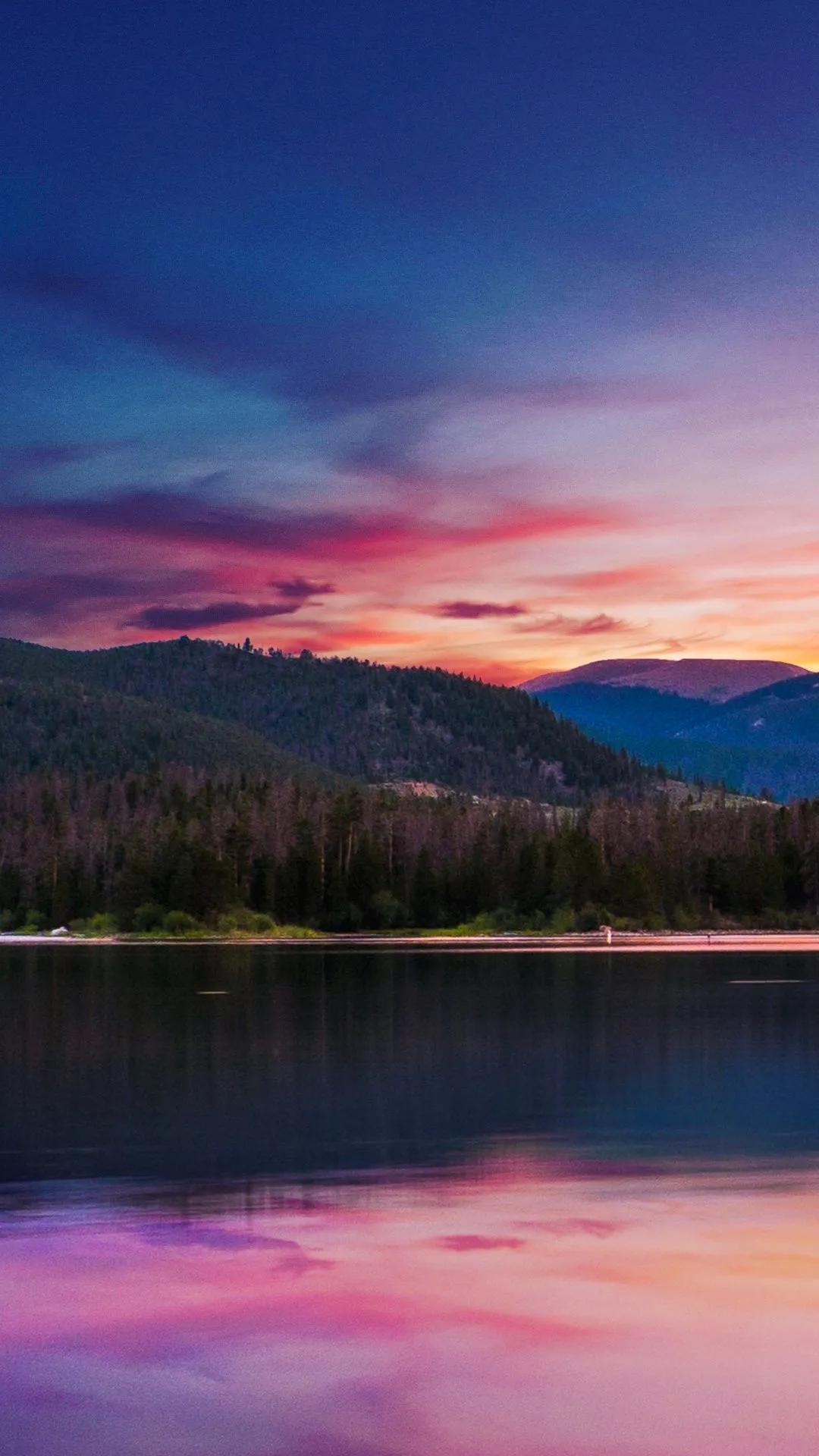 Sunset Wallpaper 4K, Forest, Mountains, River