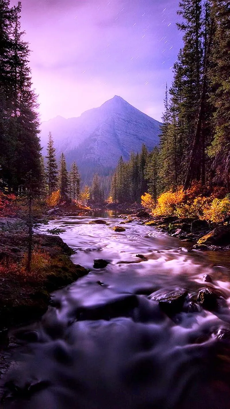 Sunset, mountain, nature, river, sky, HD phone wallpaper