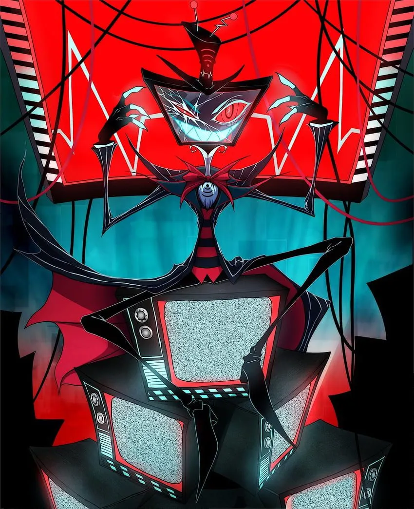 Vox, red, electric blue, hazbin, TV, hazbin hotel HD phone wallpaper