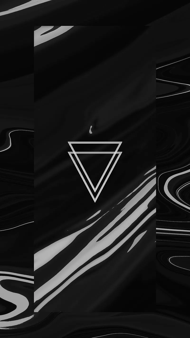 Fluid 20, triangle black grey white dark abstract minimalist 2d 3D colour fluid amoled, HD phone wallpaper