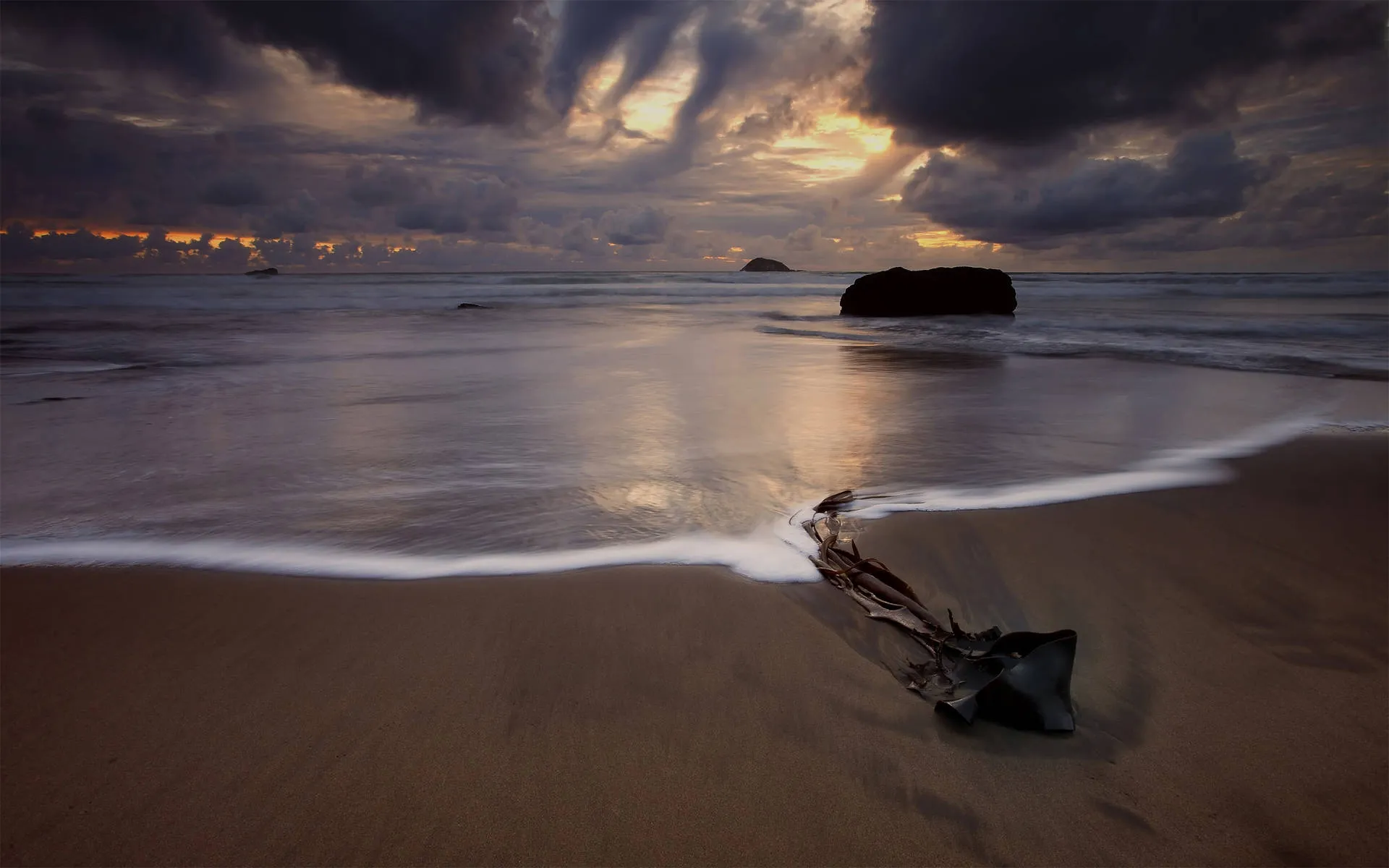 Download Dark Cloudy Beach Desktop Wallpaper