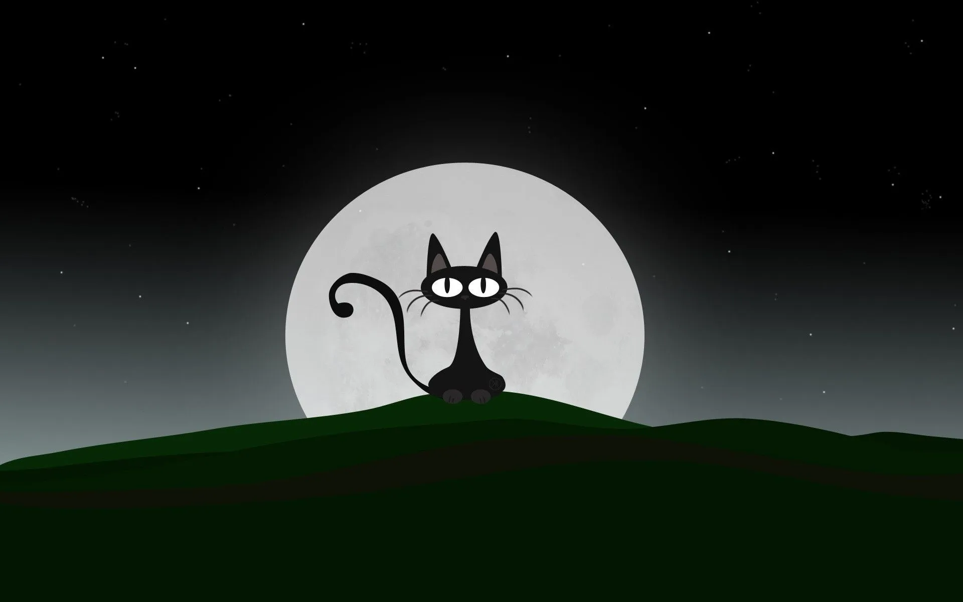 Cat on the background of the moon from the cartoon