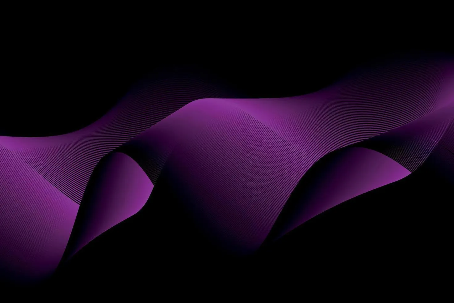 purple wave lines on black background. fluid abstract background.suitable for landng page and computer desktop wallpaper