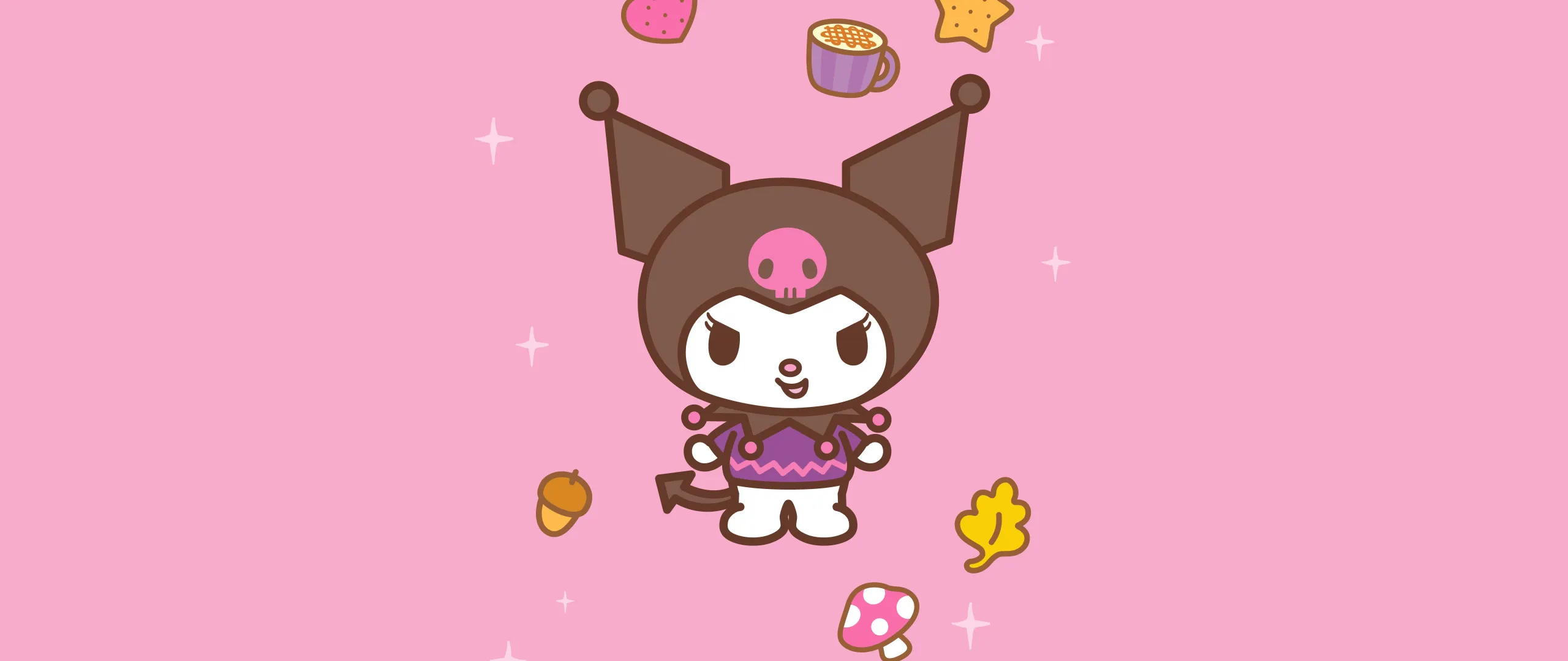 Sanrio Wallpaper 4K, Kuromi, Pastel pink, 5K