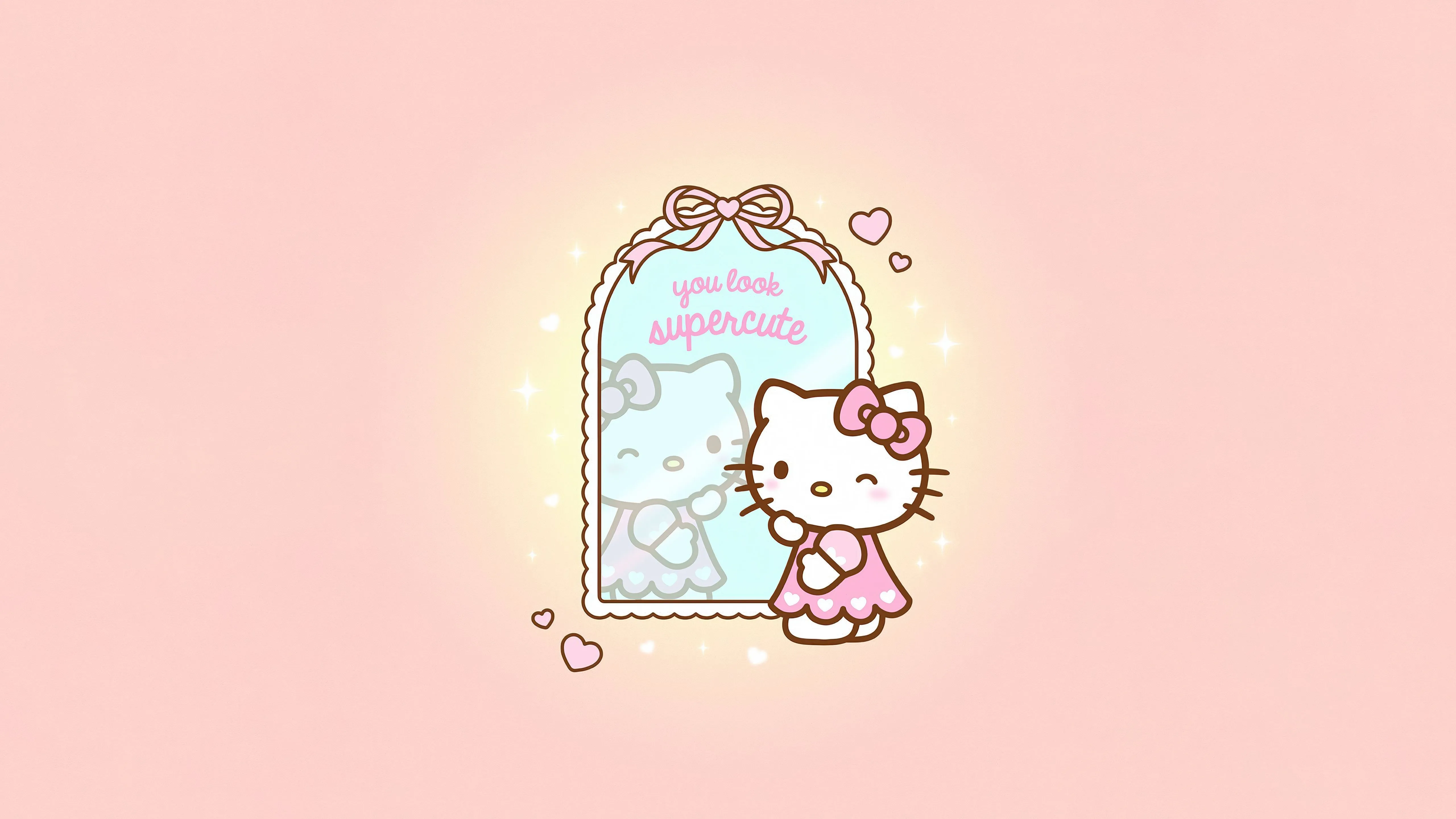 Hello Kitty Wallpaper 4K, Supercute, Pastel background, 5K