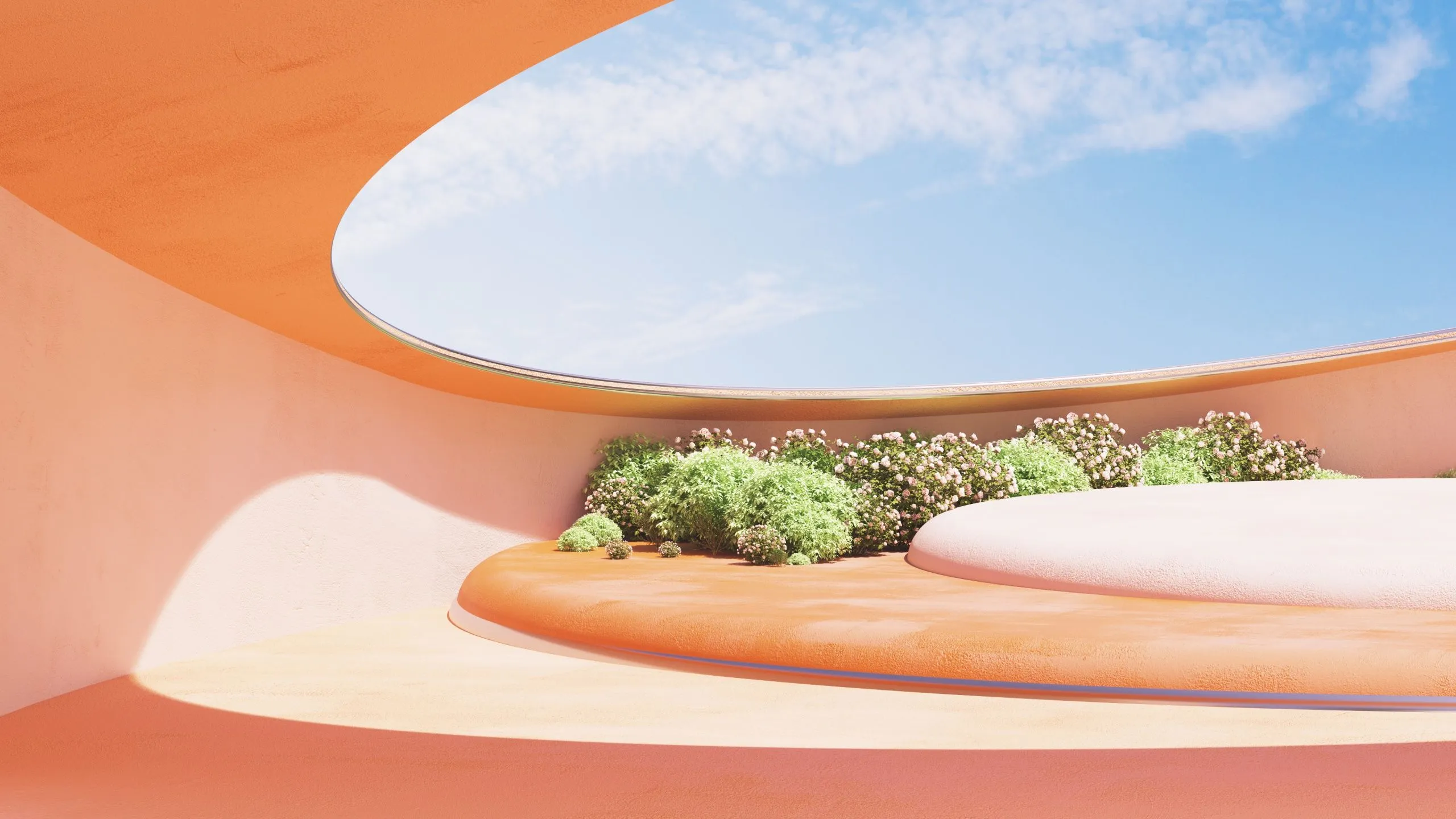 Orange aesthetic Wallpaper 4K, Interior, Contemporary, Daylight