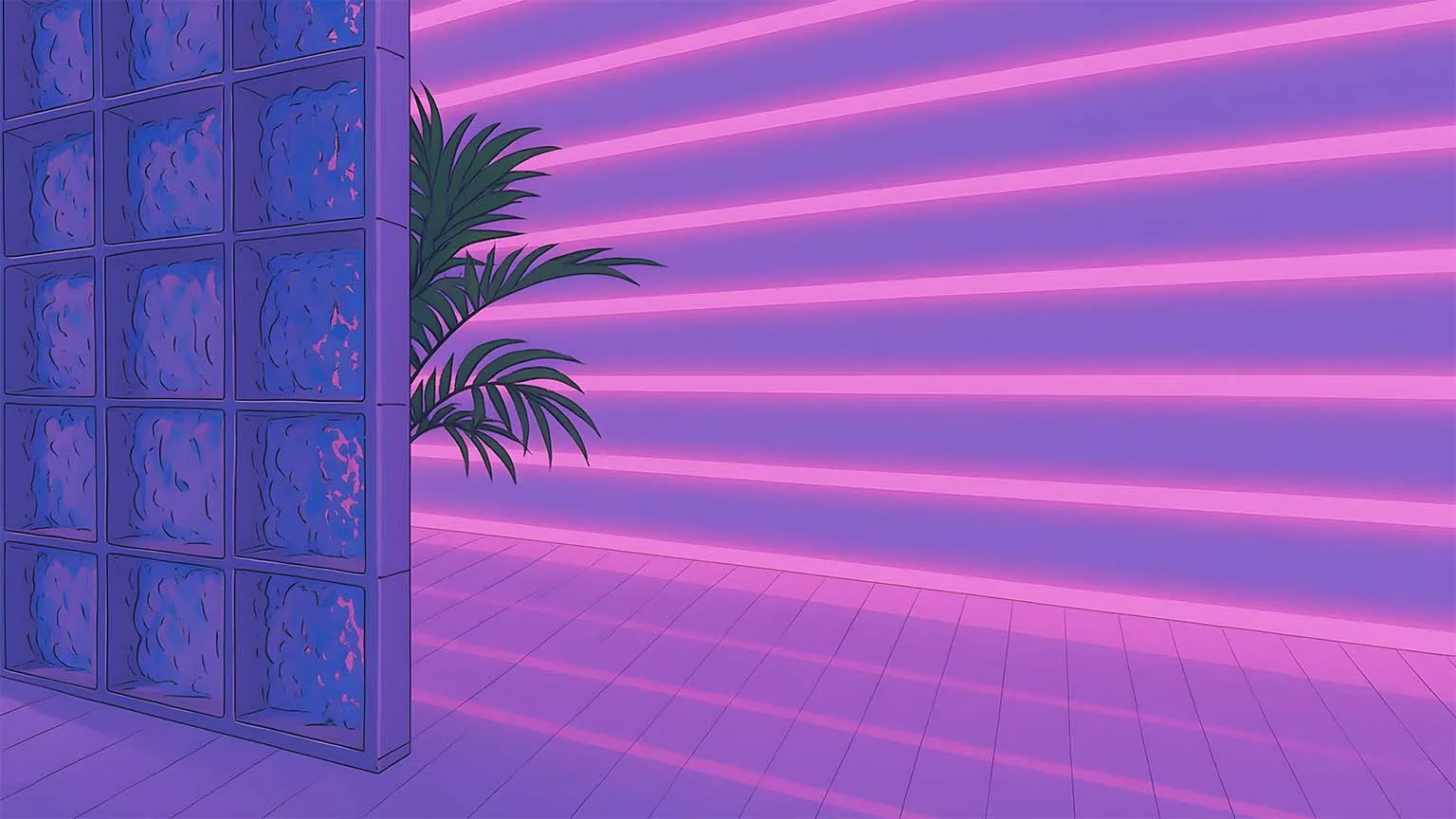 Vaporwave Neon Room Aesthetic Desktop Wallpaper