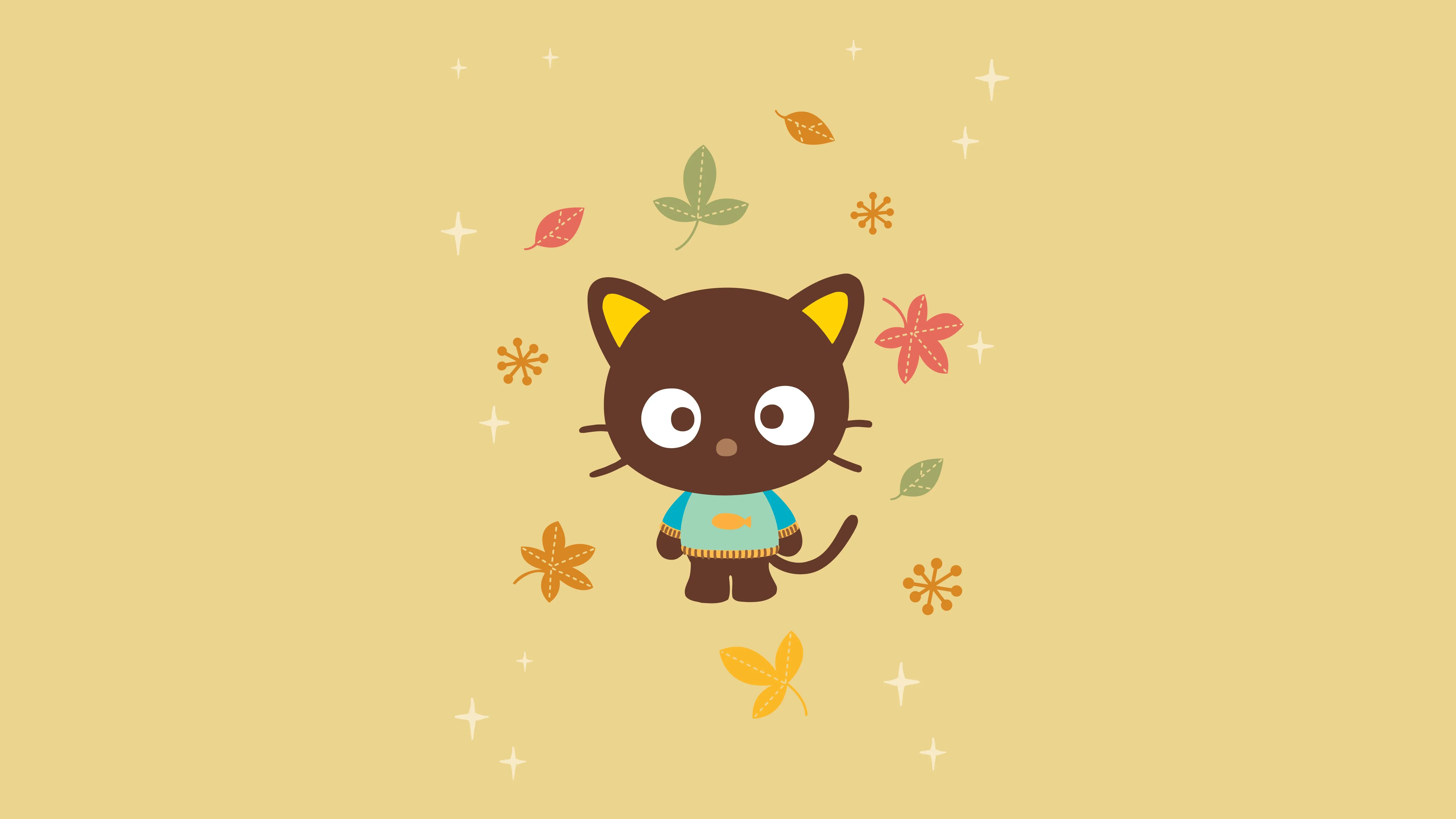 Sanrio Wallpaper 4K, Chococat, Pastel yellow, 5K