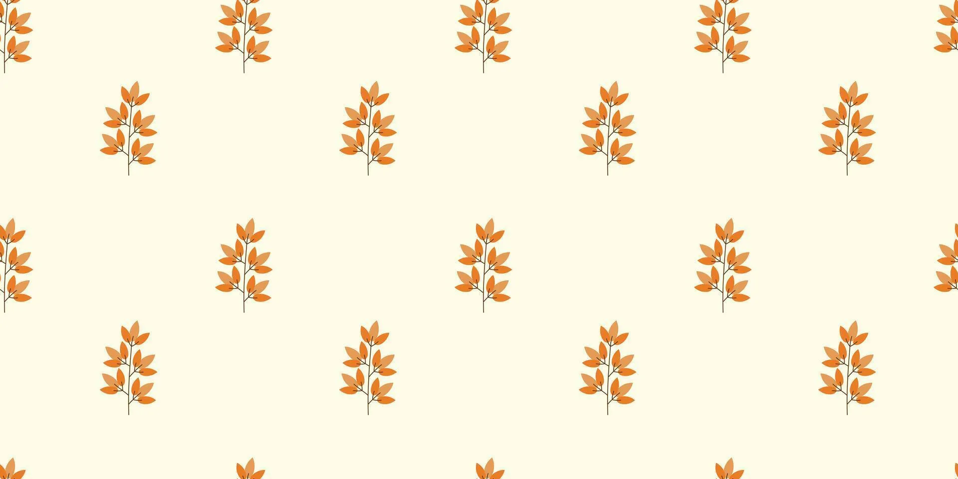 Autumn Leaves minimalist Seamless Pattern. Yellow and orange branches on white background. Simple cute wallpaper
