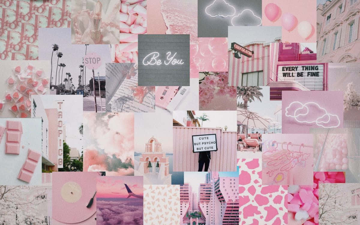 Download Charming Kawaii Pink Aesthetic Desktop wallpaper featuring cute elements Wallpaper