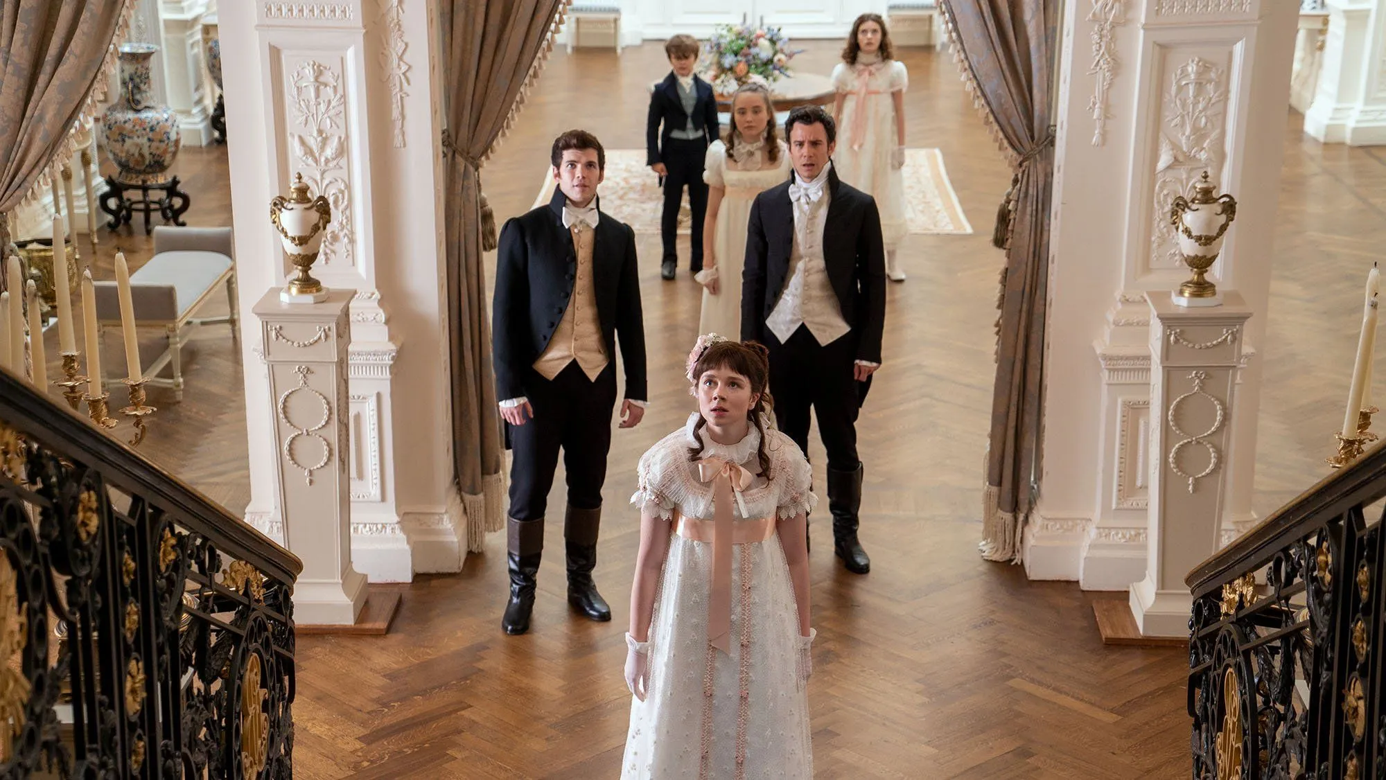 Bridgerton Characters In A Grand Hall, HD Wallpaper