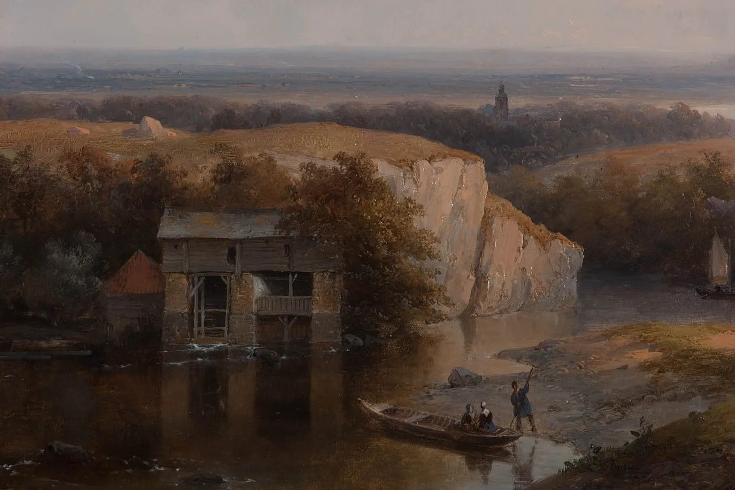 painting, Boat, Field, River, House, Oil Painting, Classic Art Wallpaper HD / Desktop and Mobile Background