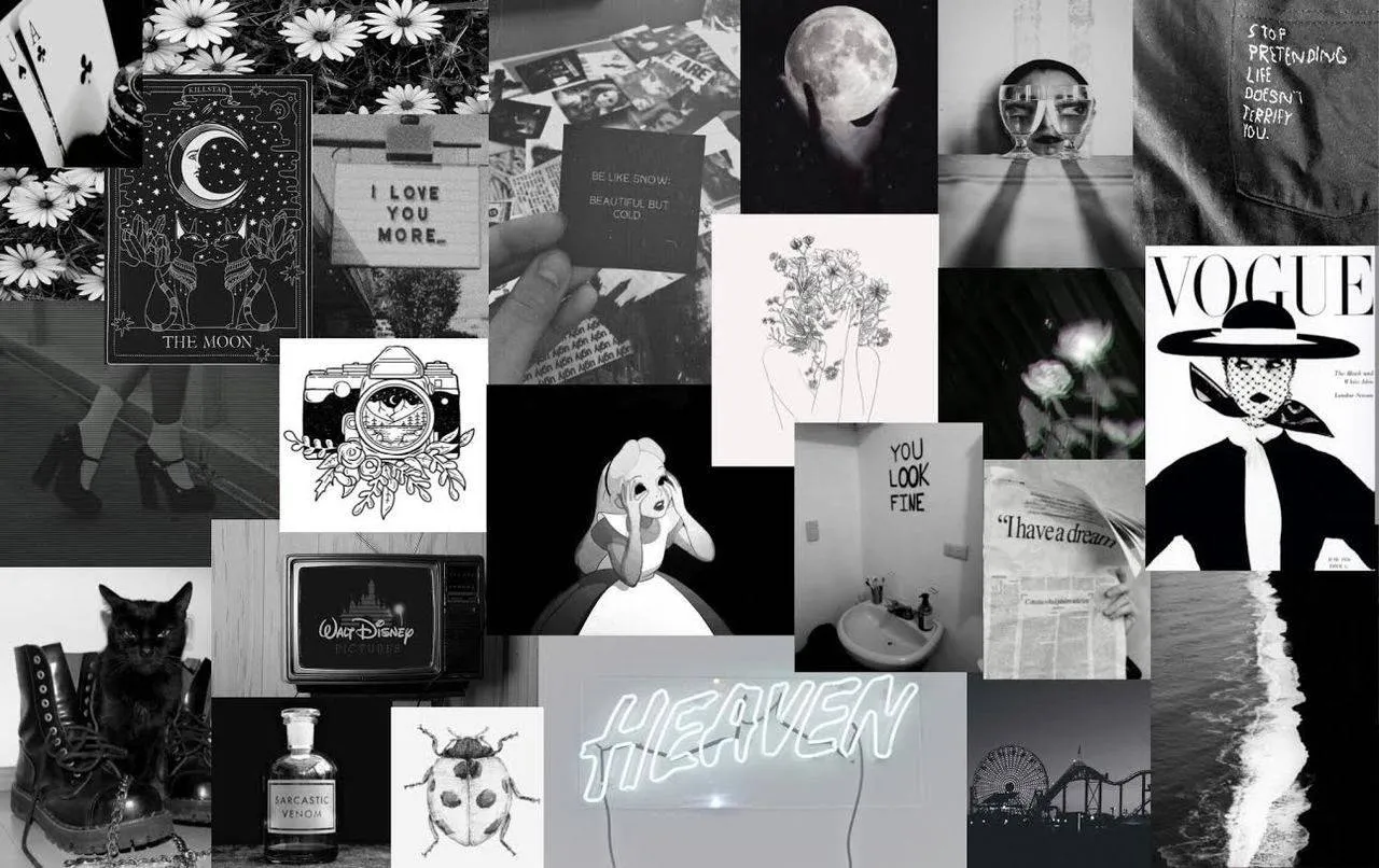Download Black Aesthetic Collage For Computer Wallpaper