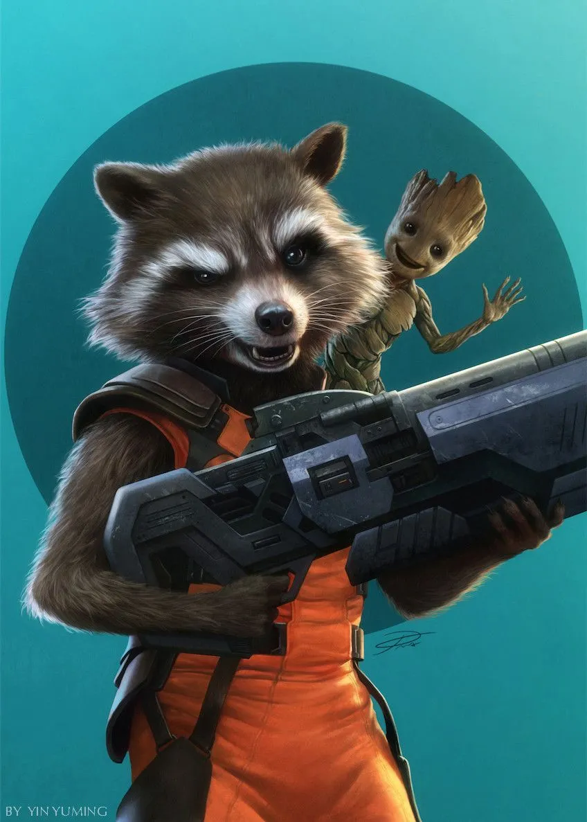 Rocket Raccoon and Baby Groot