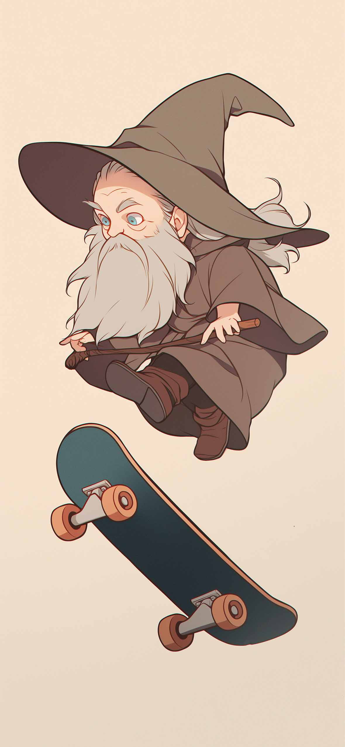 Gandalf on Skateboard Chibi Fantasy Wallapers