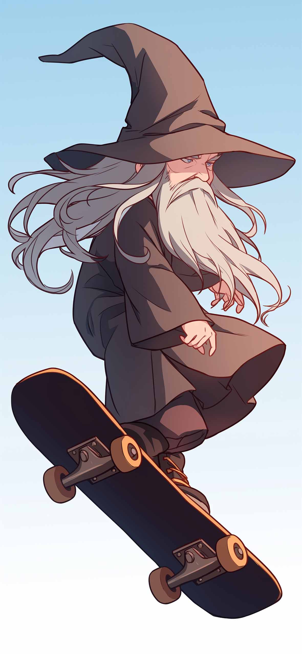 Gandalf Wizard Skateboard Trick Cartoon Wallpaper iPhone HD