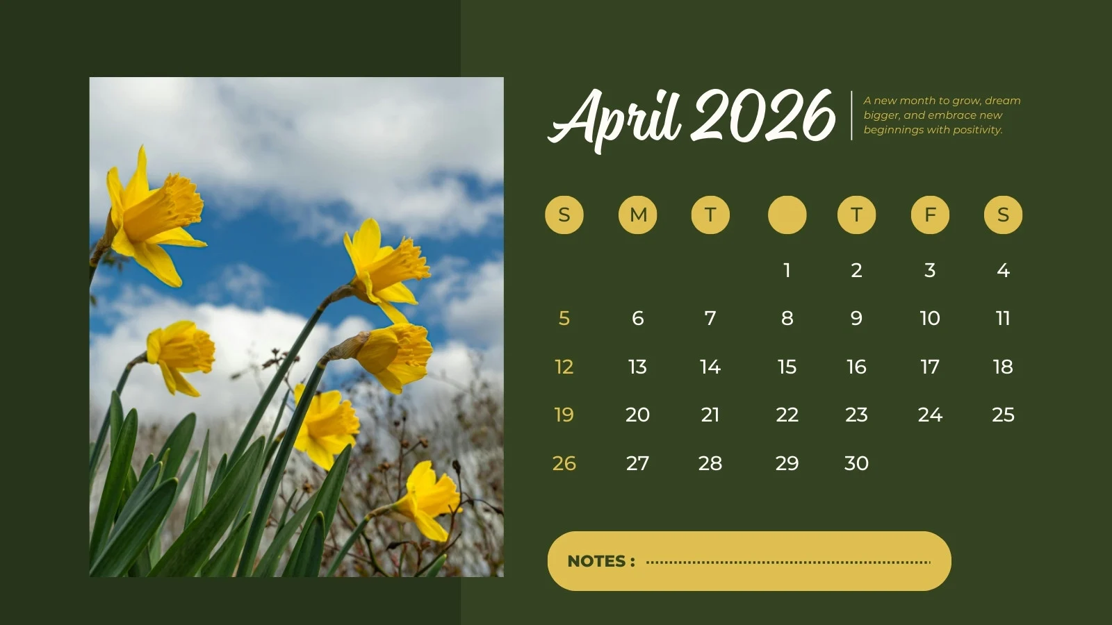 April 2026 calendar